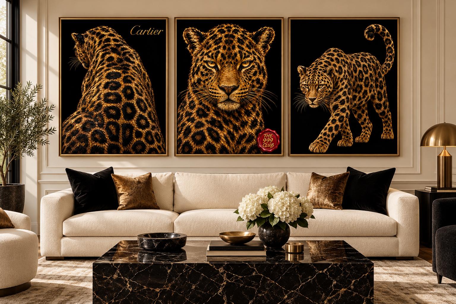 Leopard Art Poster, Majestic Wild Cat Oil Painting, Textured Animal Portrait Wall Decor, Exotic Safari Inspired Artwork, Elegant Home Decor — THE 999 CLUB digital wall art