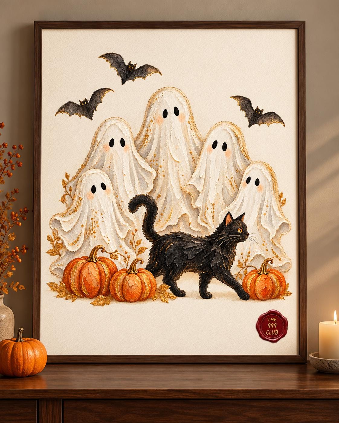 Halloween Poster, Oil Painting Style Wall Art, Spooky Autumn Print, Seasonal Home Decor, Haunted House Wall Decor, Halloween Gift for Adults — THE 999 CLUB digital wall art