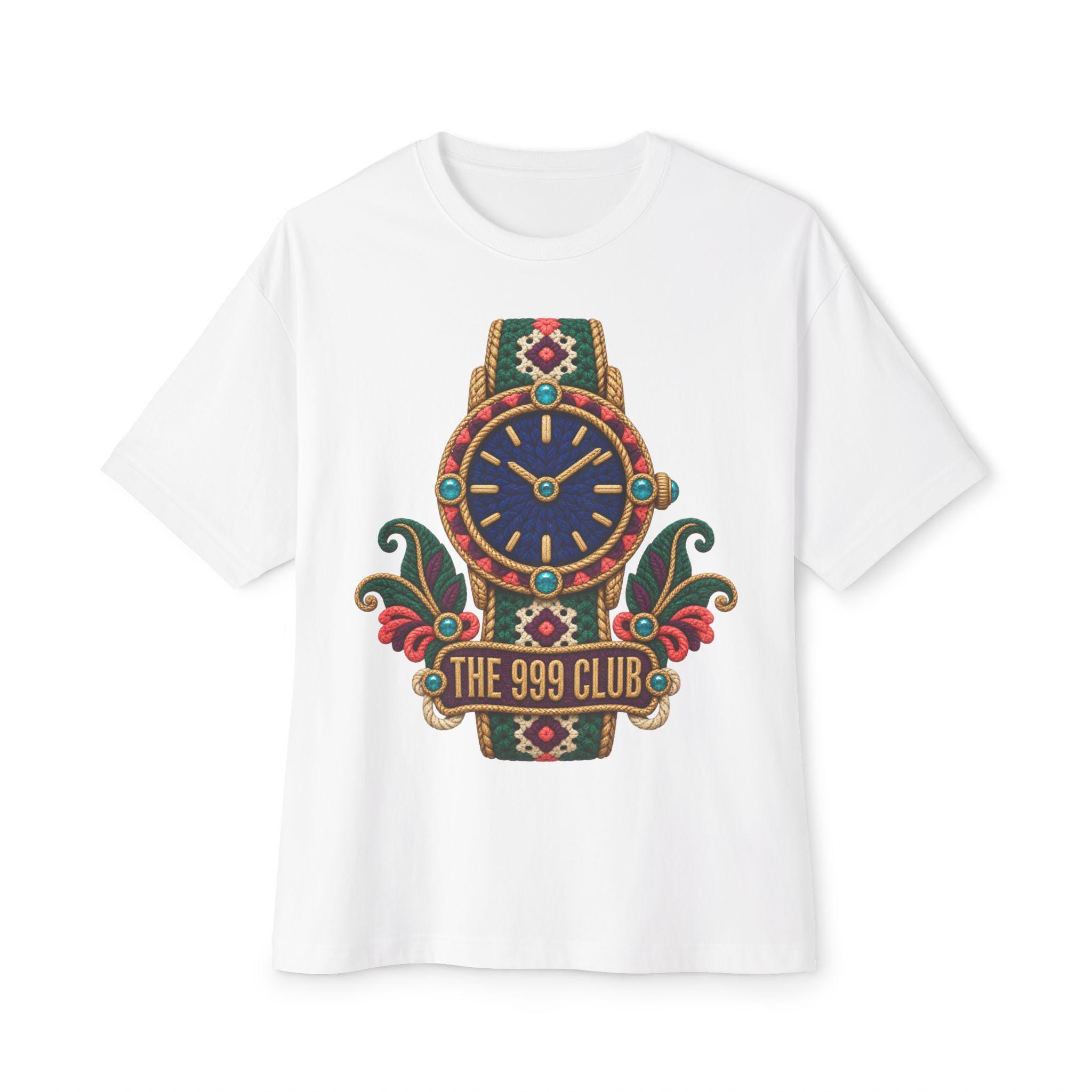 Vintage Watch Emblem The 999 Club Tee | Retro Nautical Badge Shirt Wool Knit — original bohemian art T-shirt design by THE 999 CLUB