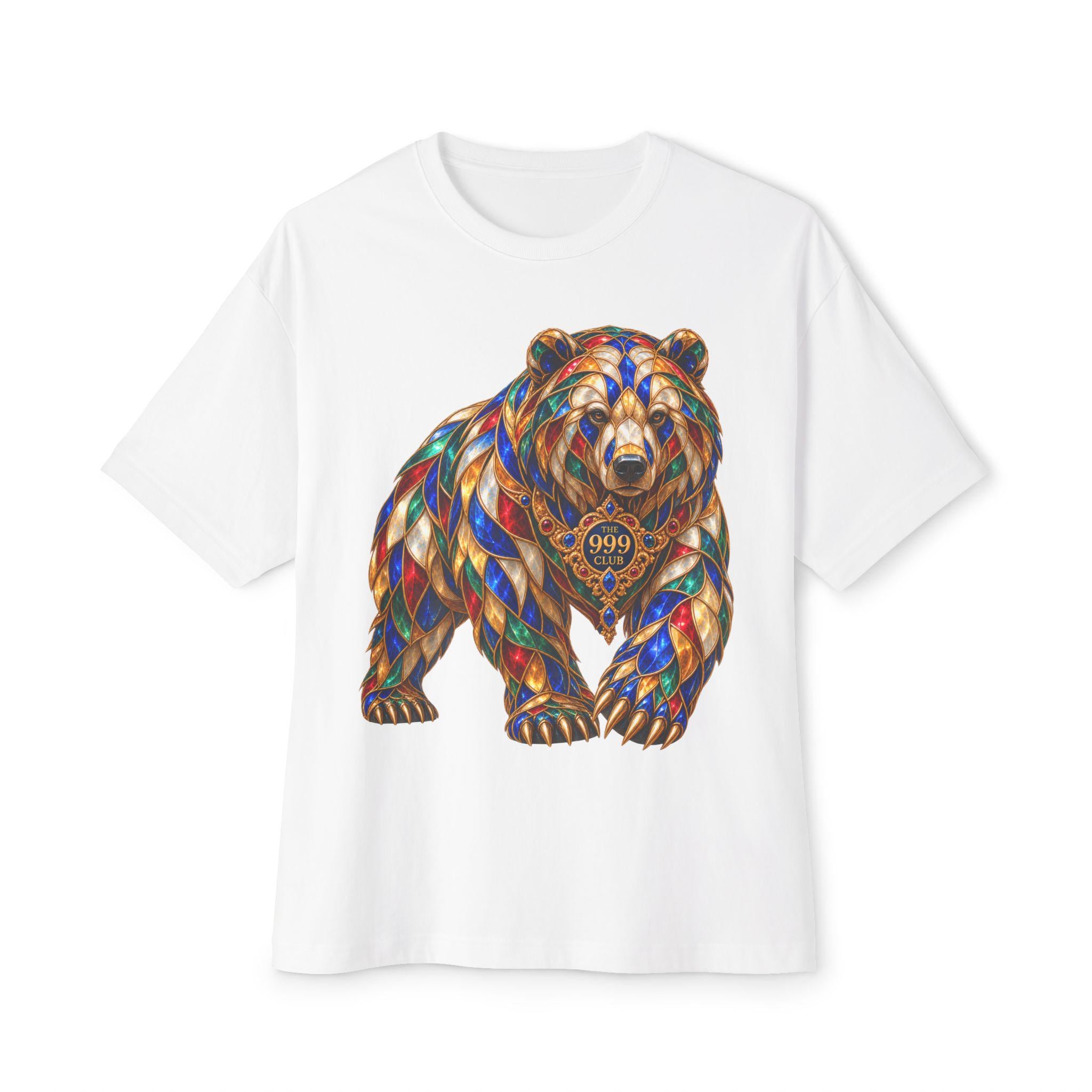 Colorful Mosaic Bear Tee | Stained Glass Bear T-Shirt — original animal art T-shirt design by THE 999 CLUB