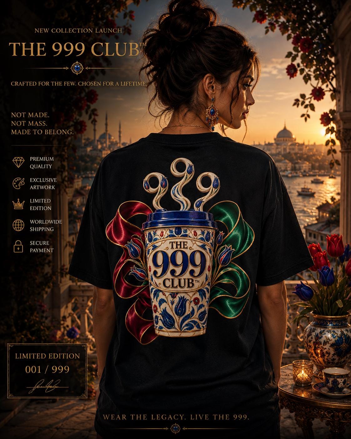 The 999 Club™ Coffee Cup T-Shirt: Artistic Back Print, Unisex Apparel