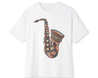 Intricate Saxophone Illustration Tee | Saxophone Graphic Shirt | Music Instrument Top Wearable Art