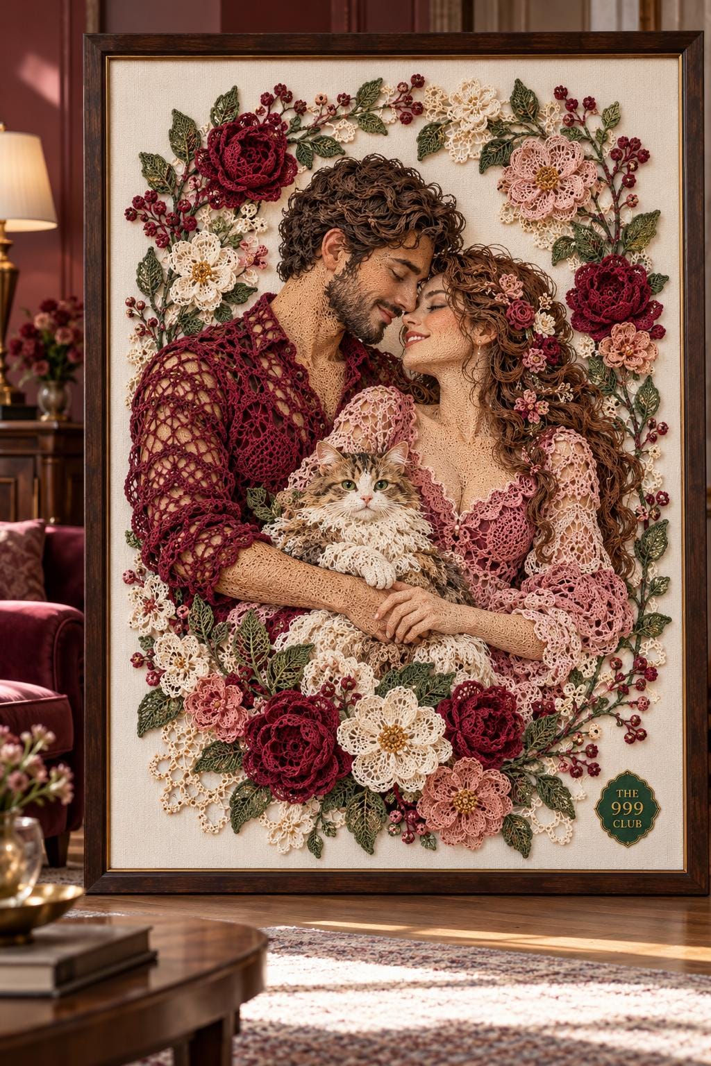 Custom crochet portrait — personalized digital wall art