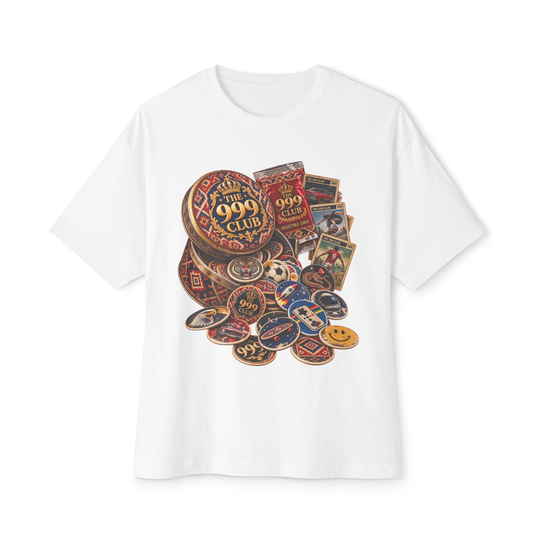 The 999 Club Pins Collage T-Shirt | Vintage Button Badge Graphic