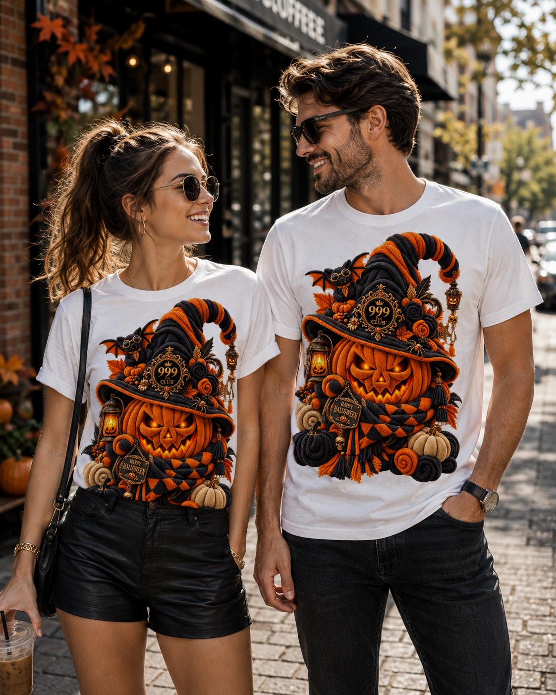 Jack-O'-Lantern Witch Pumpkin Tee | Halloween Scarecrow Shirt