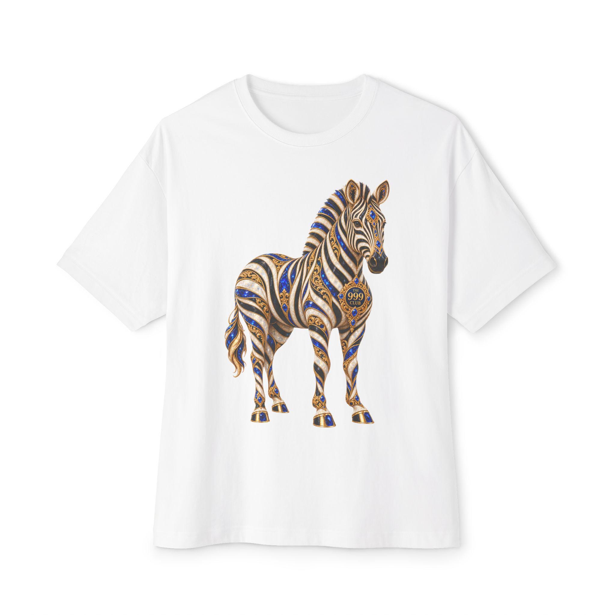 Decorative Pattern Zebra Tee | Animal Illustration, Striped Artwork — original bohemian art T-shirt design by THE 999 CLUB