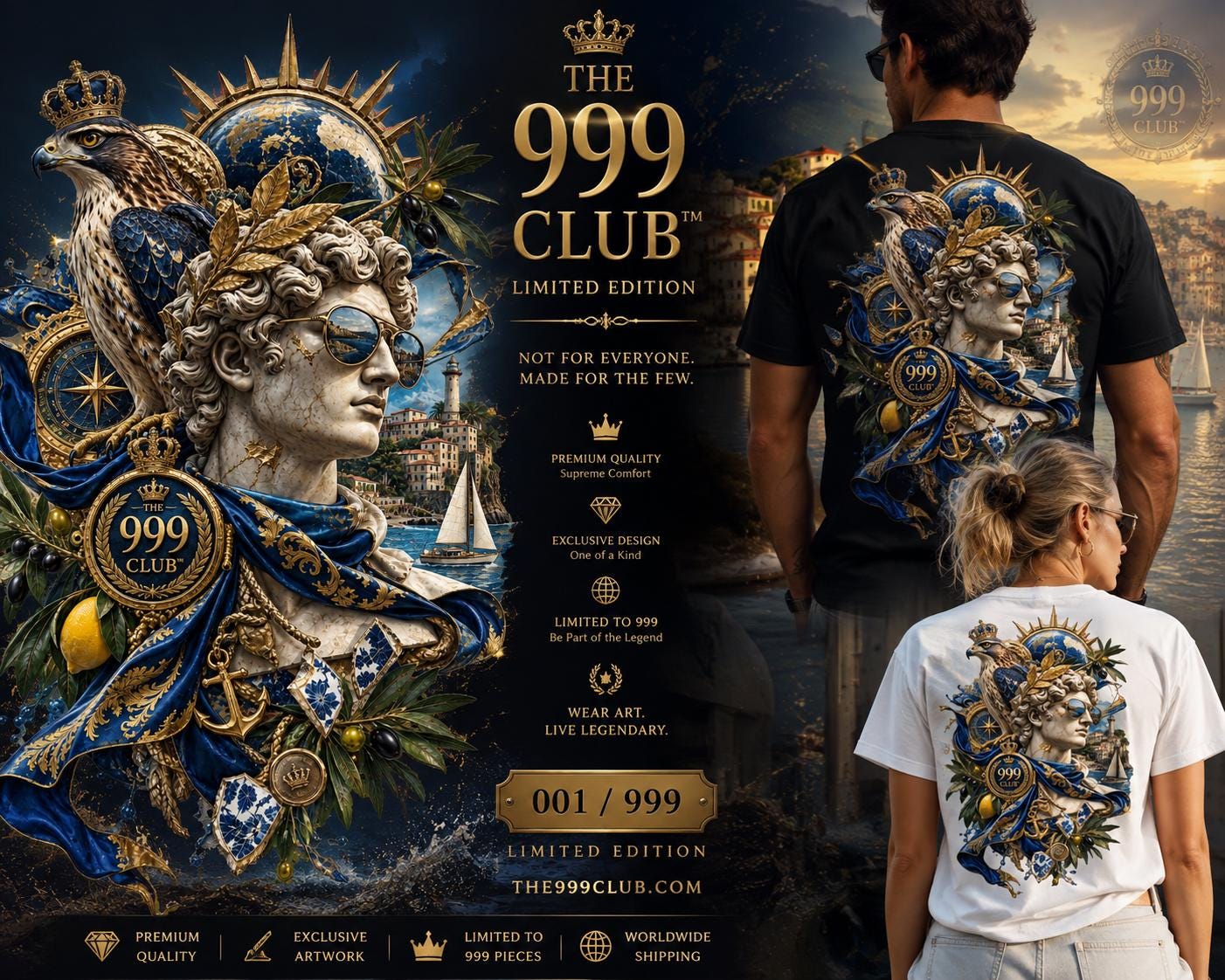 Falcon Sunglasses T-Shirt: Artistic Travel Statement Tee (999 Club)