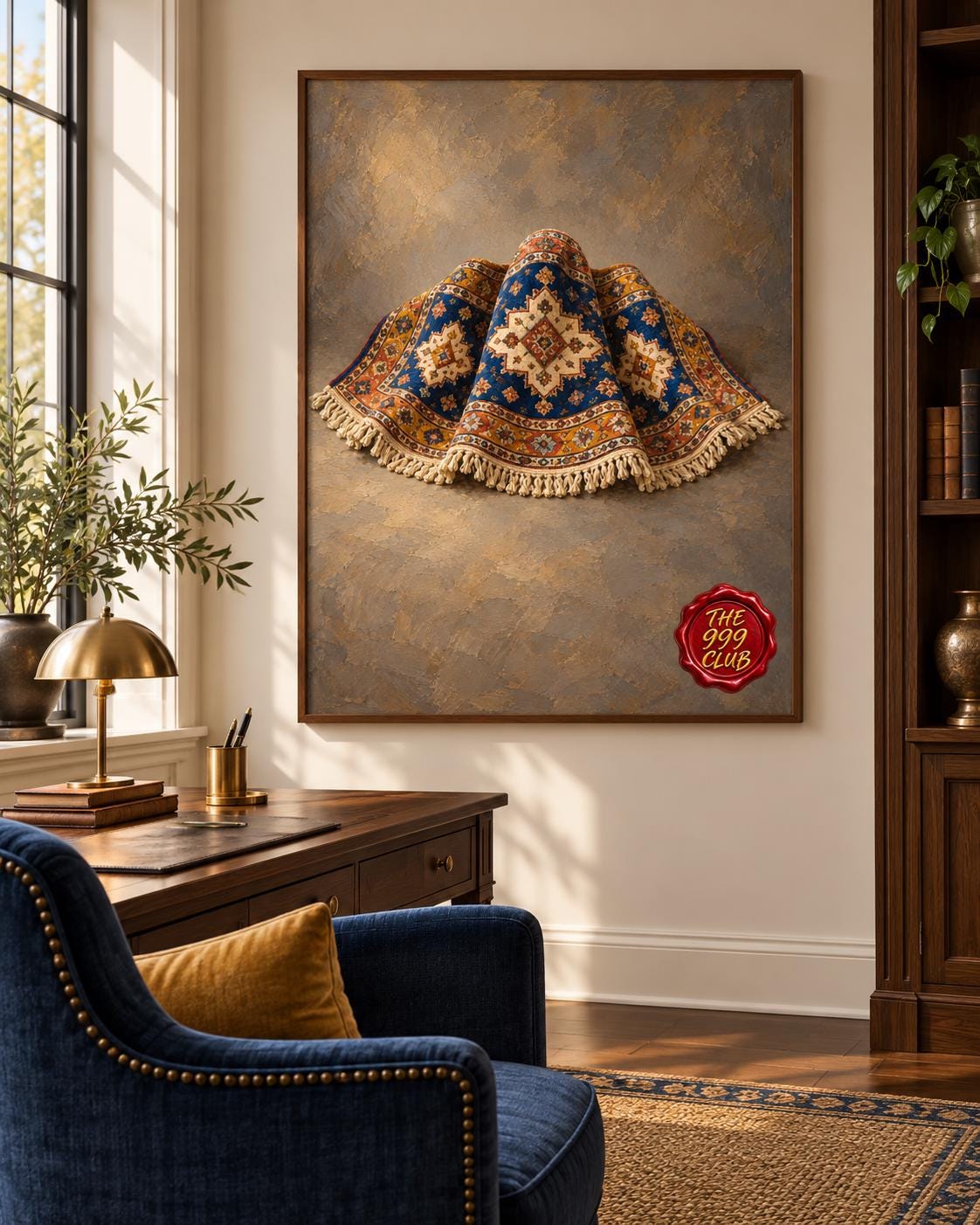 Heritage Carpet Art Poster, Rich Oil Painting Texture, Ornamental Rug Print, Eclectic Home Decor, Gallery Wall Art, New Home Gift — THE 999 CLUB digital wall art