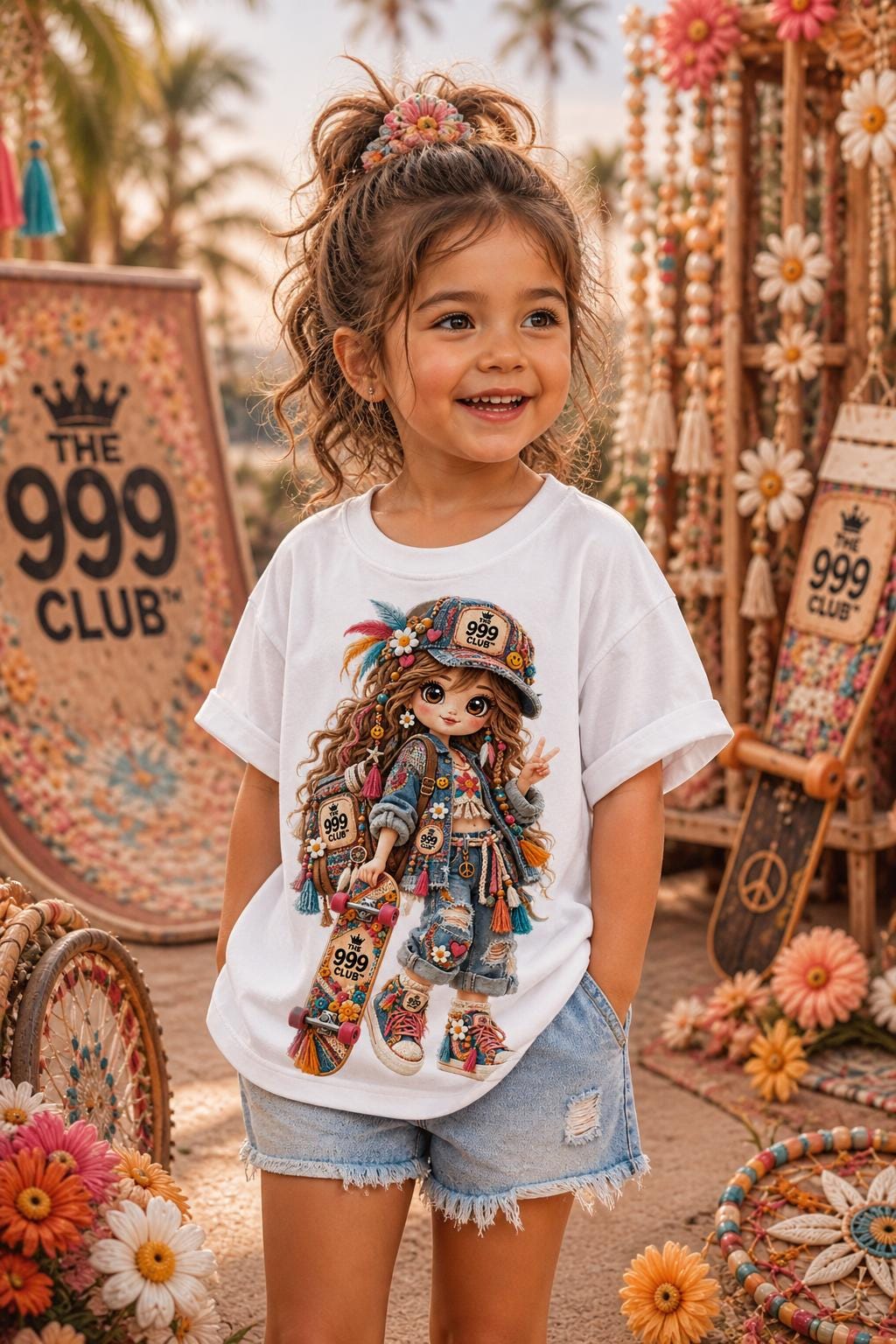 Hand-Drawn Character Toddler T-Shirt, Playful Adventure Tee (100% Cotton)