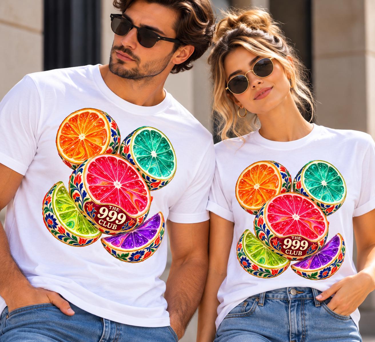 Colorful Citrus Slices Tee | Rainbow Fruit Graphic, 999 Club — THE 999 CLUB wearable art