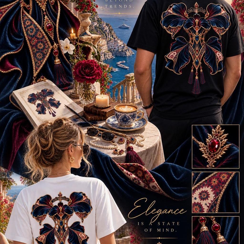 Black Floral Garden T-Shirt: Dark Botanical Art Statement Tee