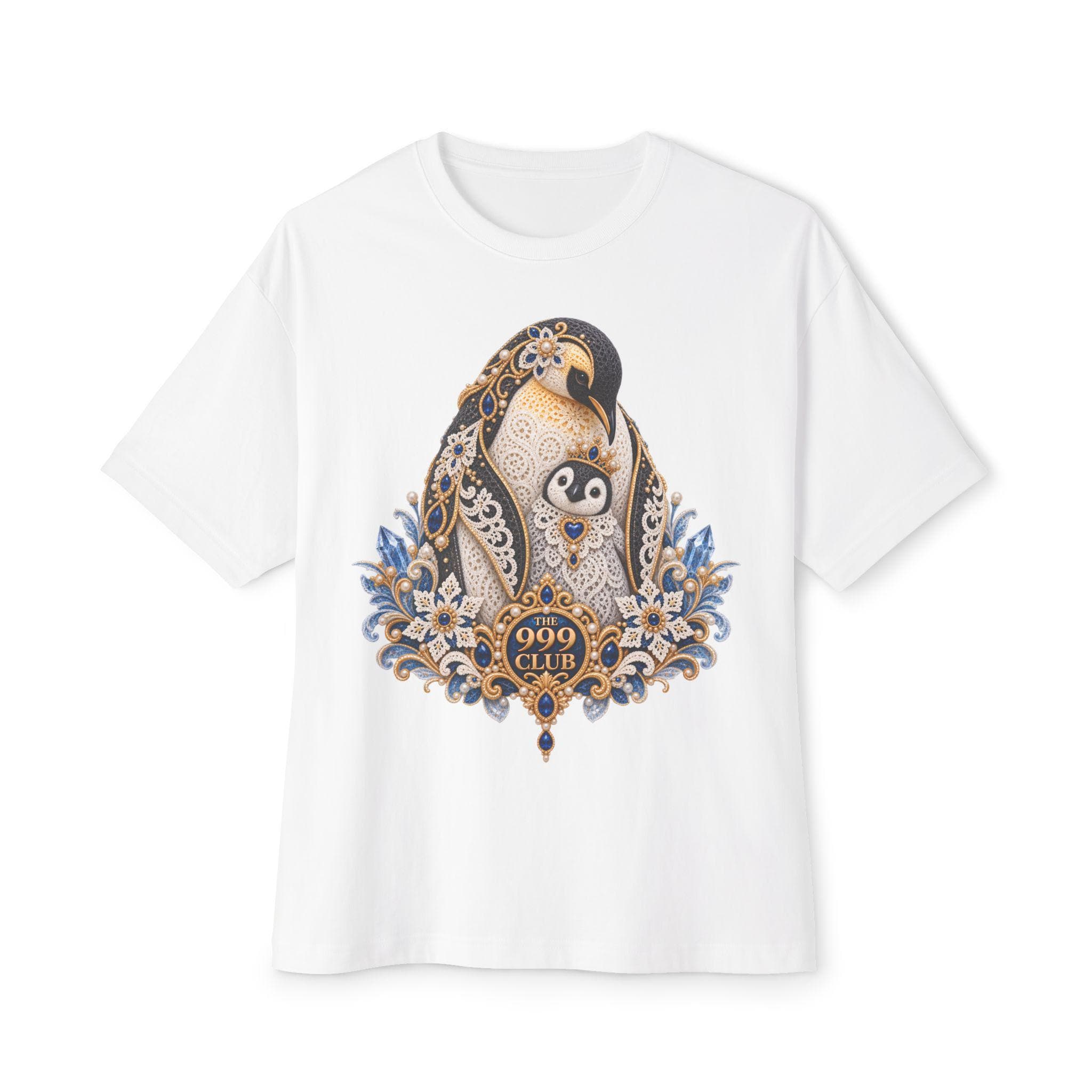 Ornate Penguin Family tee | Decorative Floral Penguin Shirt — original bohemian art T-shirt design by THE 999 CLUB