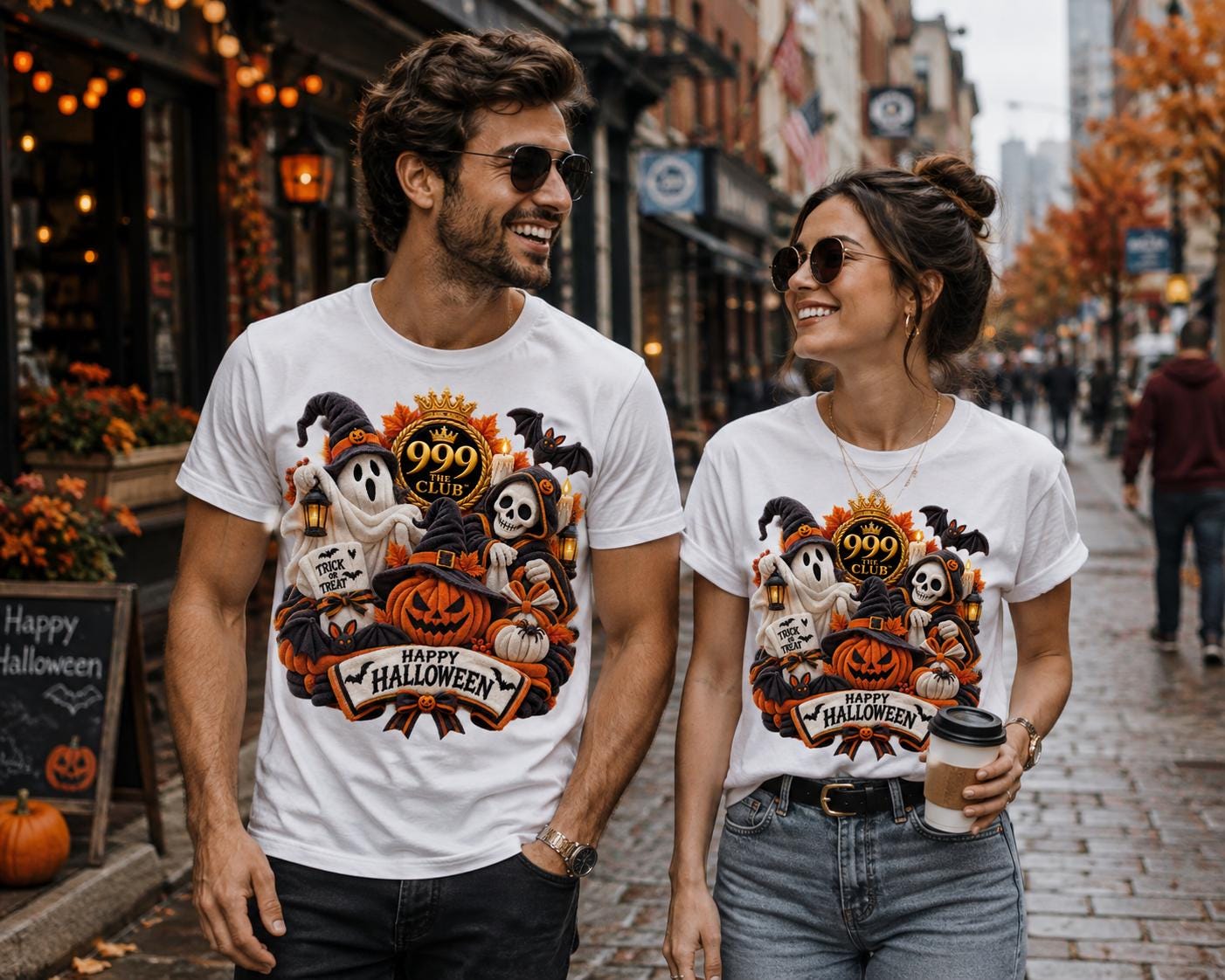 Happy Halloween ghosts skull pumpkin T-Shirt | Halloween tee