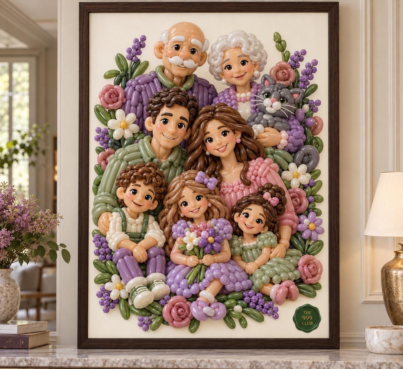 Custom balloon art portrait — personalized digital wall art