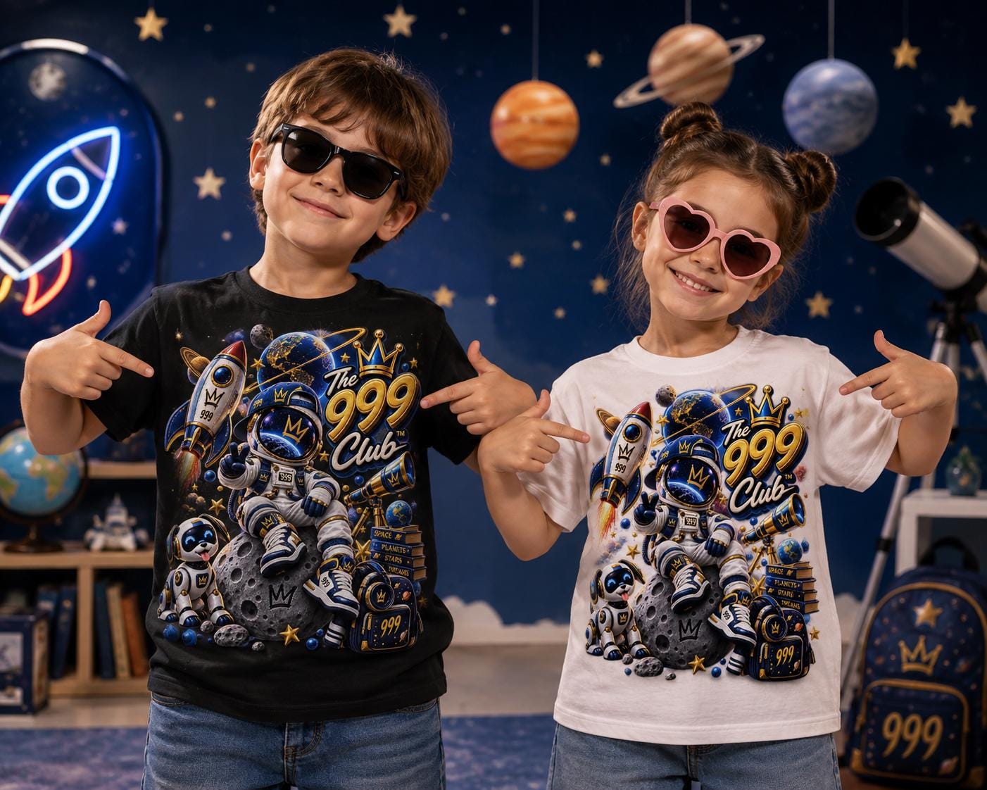 Space Robot Toddler Tee | Rocket, Astronaut Helmet, Planets