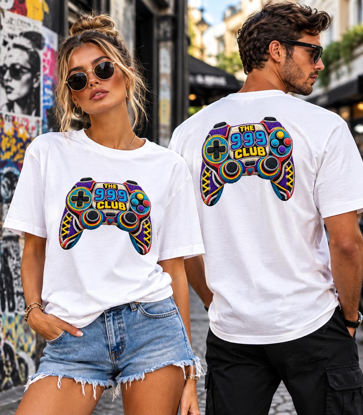 Fall Fashion, Retro Neon Game Controller tee | The 999 Club controller shirt — THE 999 CLUB wearable art