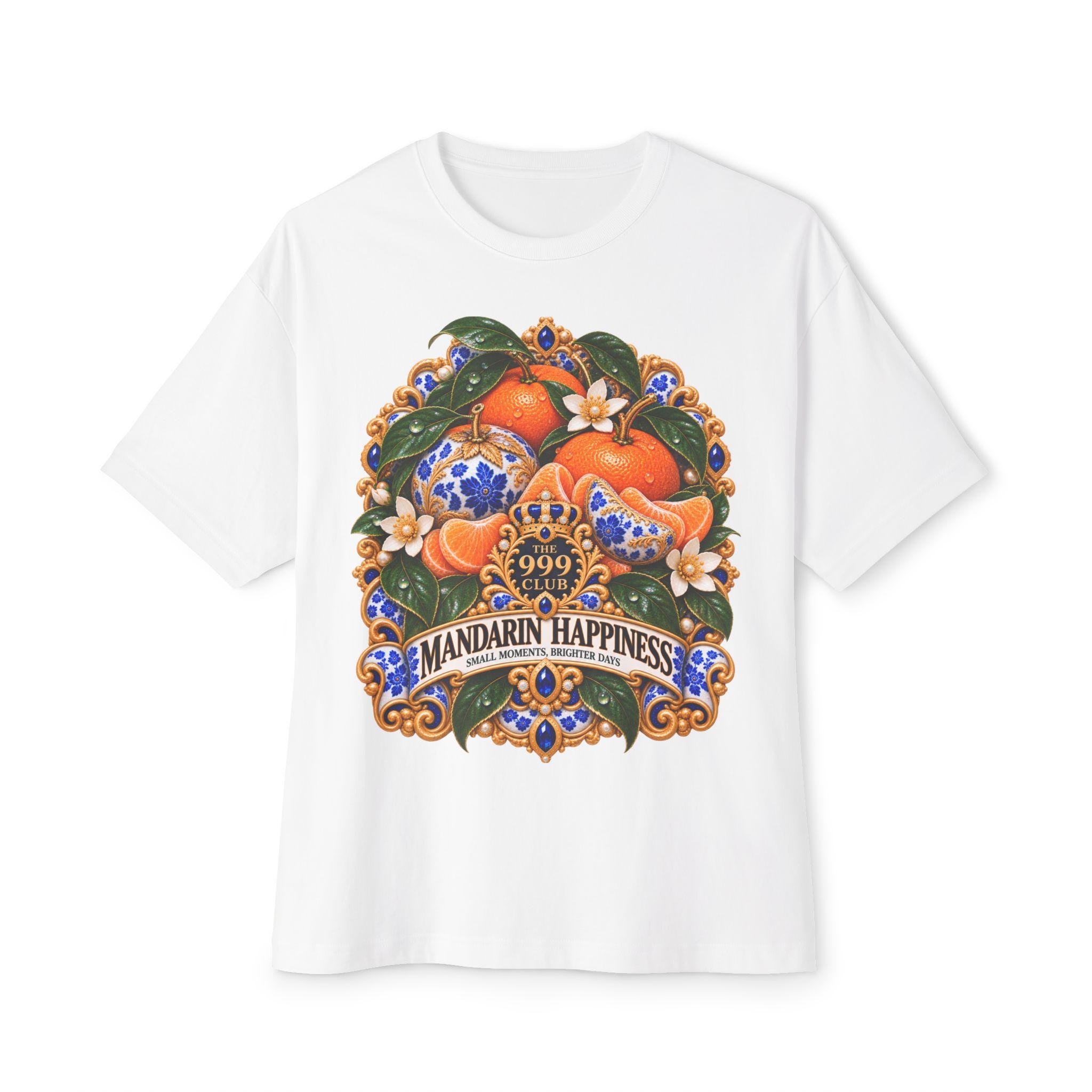 Mandarin Happiness illustration Tee | Orange fruit floral graphic T-Shirt