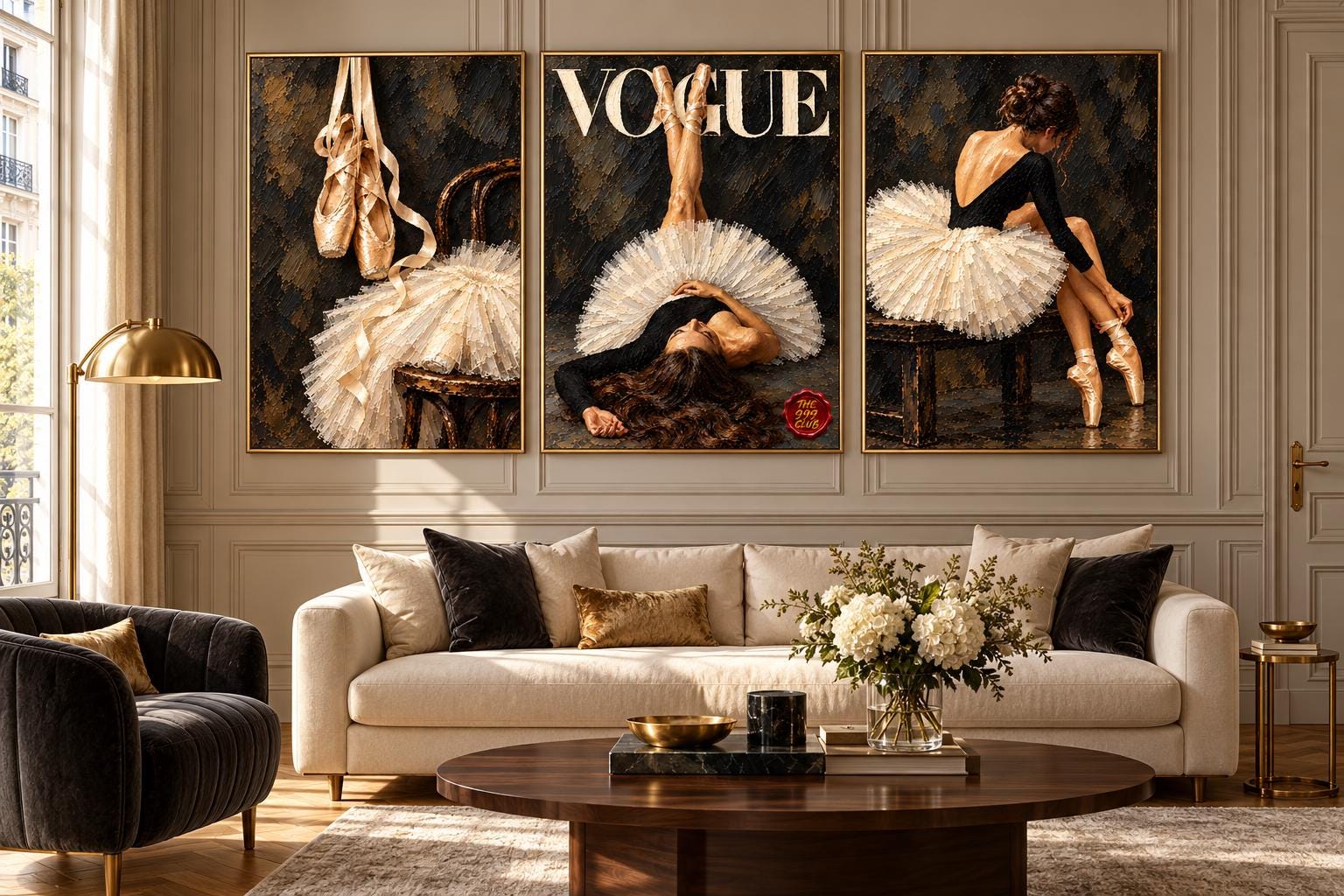 Ballerina Vogue Magazine Inspired Poster, Textured Oil Painting Wall Art, Elegant Ballet Dancer Artwork, Chic Home Decor, Housewarming Gifts — THE 999 CLUB digital wall art