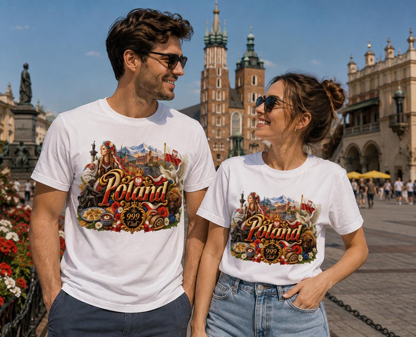 Poland Folk Art T-Shirt: Traditional Motifs, Mountain Peaks, Floral Rosettes (Unisex)