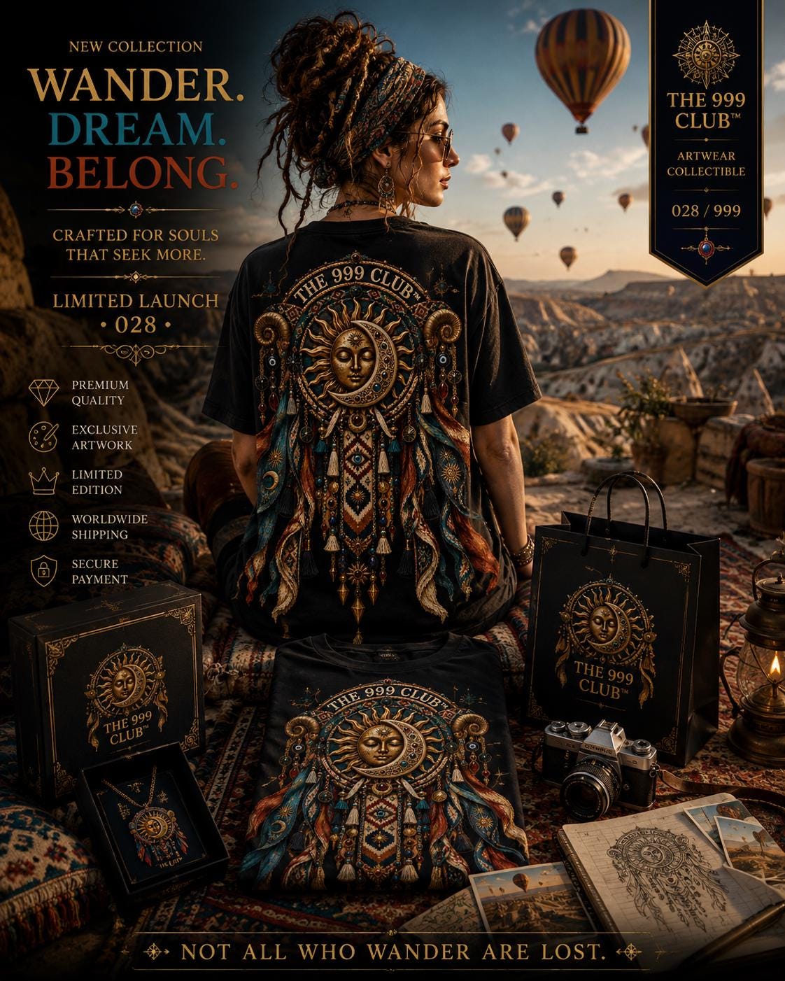 The 999 Club™ Dreamcatcher T-Shirt: Sun-Moon Art, Boho Streetwear