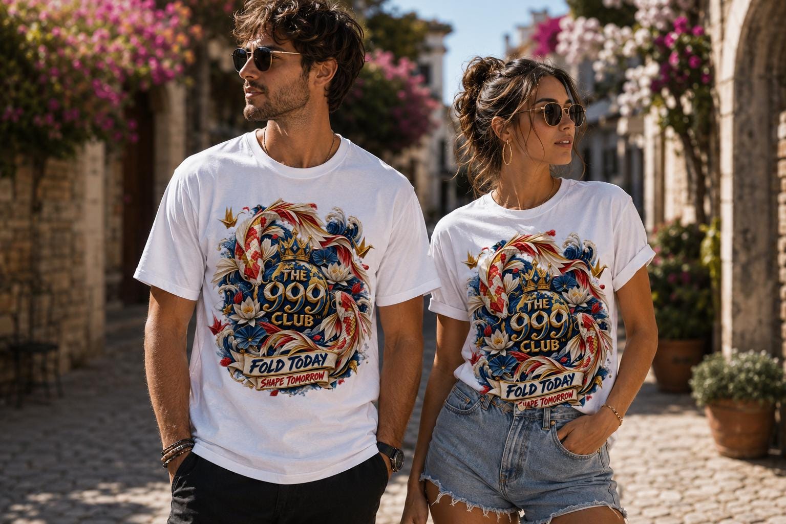 Koi Fish graphic Tee | vintage koi wreath, 'Fold Today' script