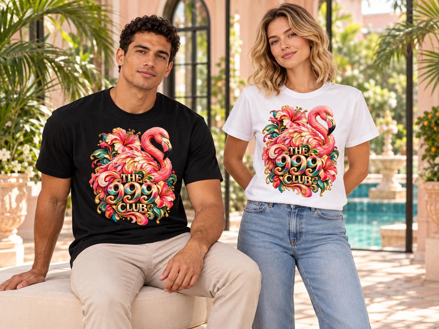 Flamingo T-Shirt, Tropical Bird Graphic, Elegant Nature Inspired Wearable Art, Summer Street Style, Distinctive Gift for Bird Lovers, Floral — THE 999 CLUB wearable art