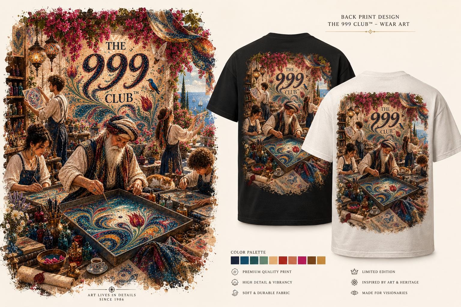 Personalized Couple Tee: Artistic Back Print, Limited Edition Gift (999 Club)