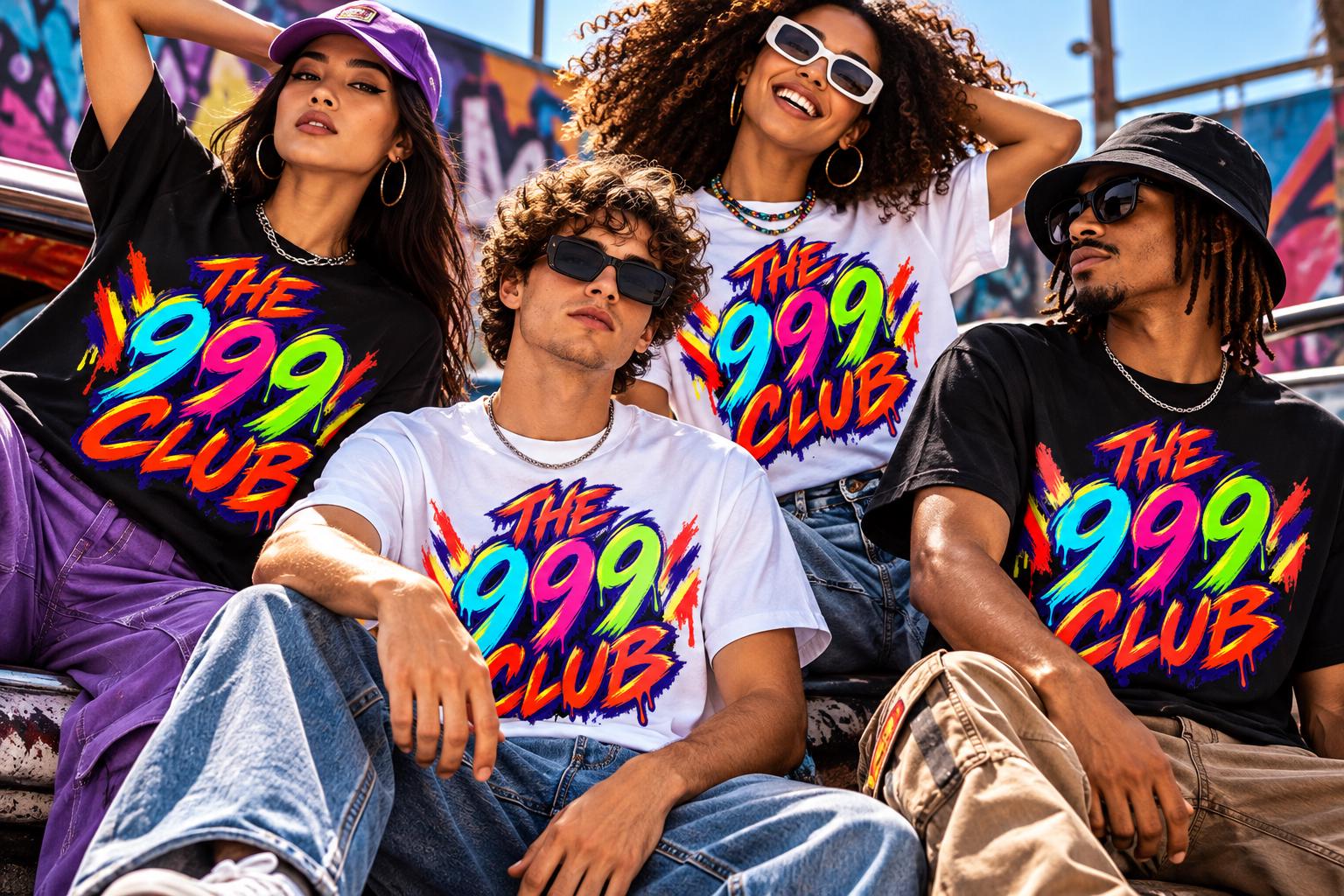 The 999 Club Tee | Colorful Retro Graffiti Graphic T-Shirt — THE 999 CLUB wearable art