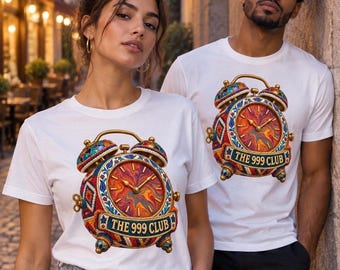Vintage Alarm Clock Illustration The 999 Club Tee | Retro Timepiece Shirt Wearable Art