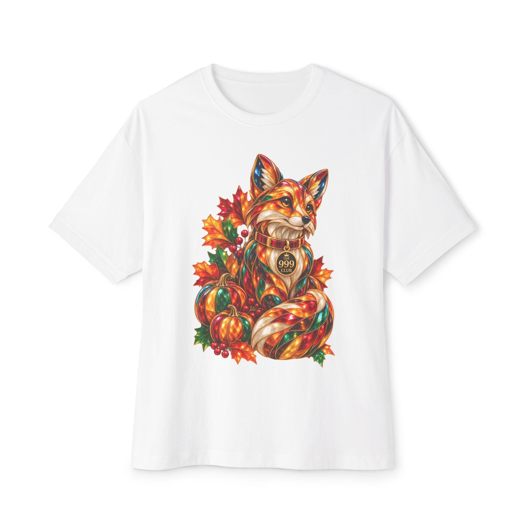 Autumn Fox with Pumpkins tee | T-Shirt, Fall Leaves Illustration — original holiday T-shirt design by THE 999 CLUB