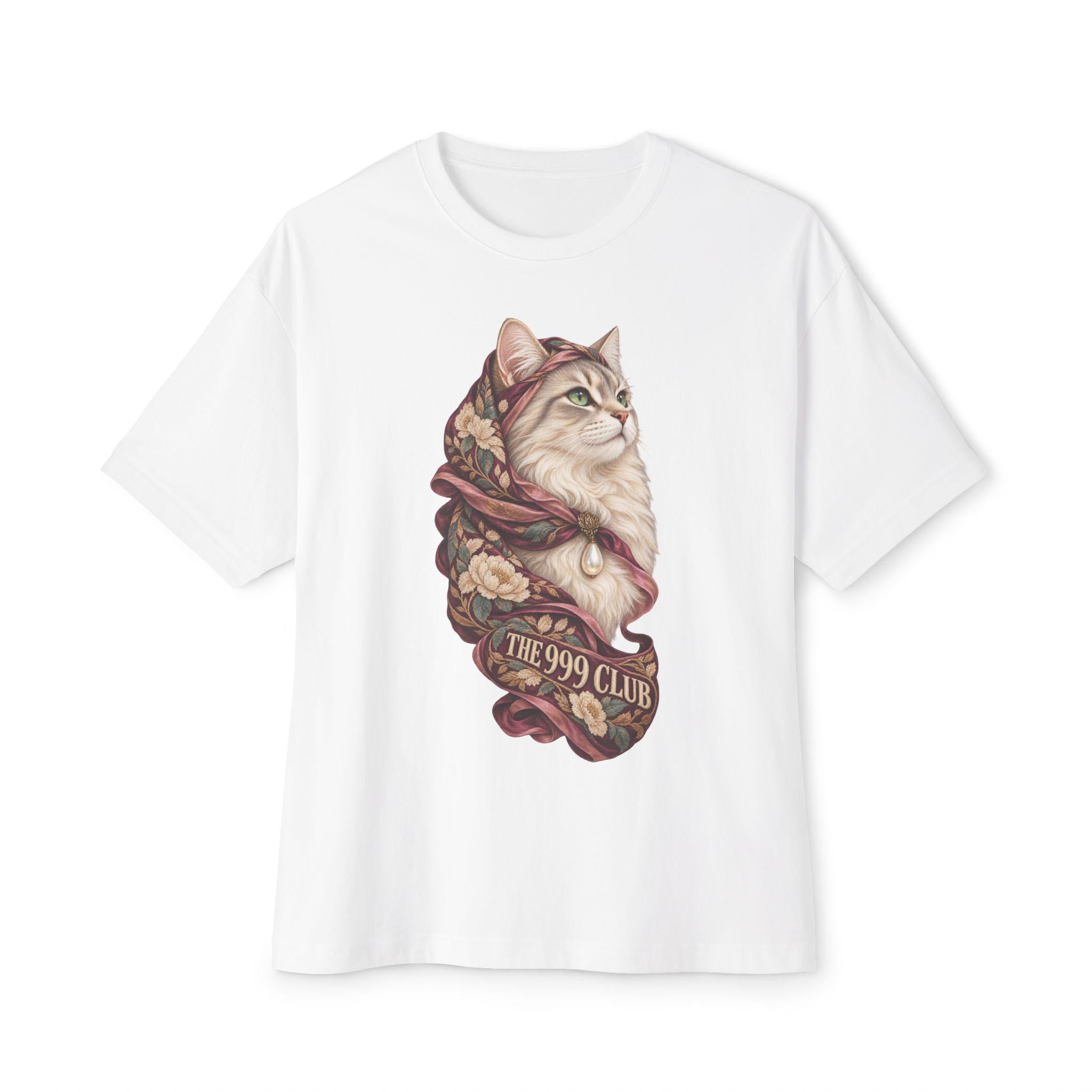 Victorian Cat Portrait Tee | The 999 Club, Floral Ribbon — THE 999 CLUB wearable art