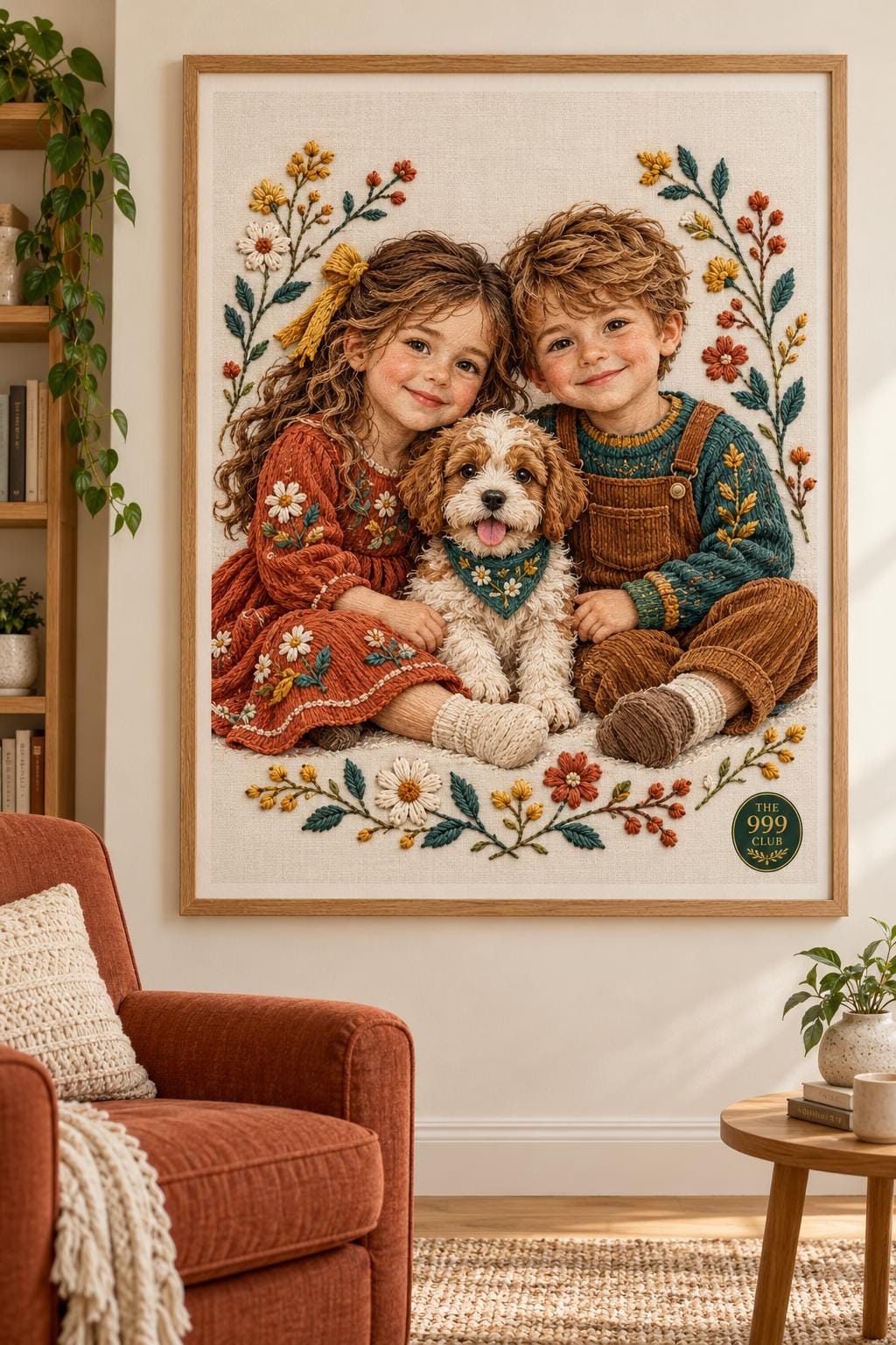 Custom embroidery memorial portrait — personalized digital wall art