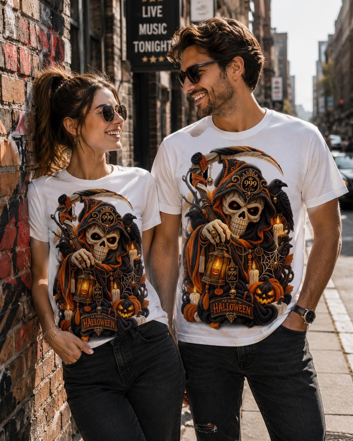 Grim Reaper Pumpkin Lantern Halloween Tee