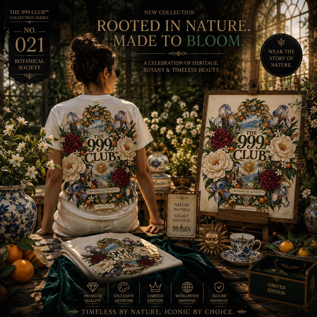 Botanical Society T-Shirt: Floral Art Print, Custom Name Vacation Tee