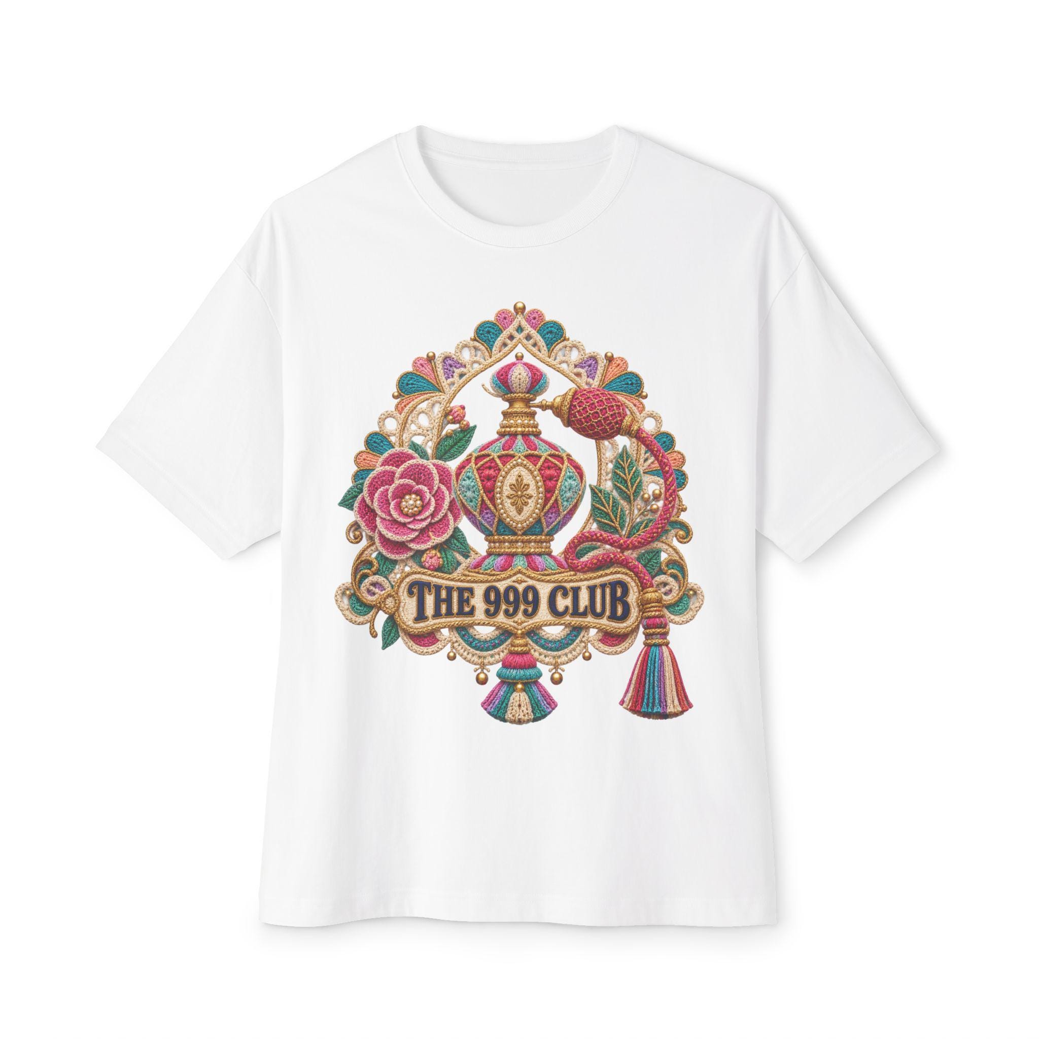 The 999 Club Ornate emblem T-Shirt | floral crown crest design — original bohemian art T-shirt design by THE 999 CLUB