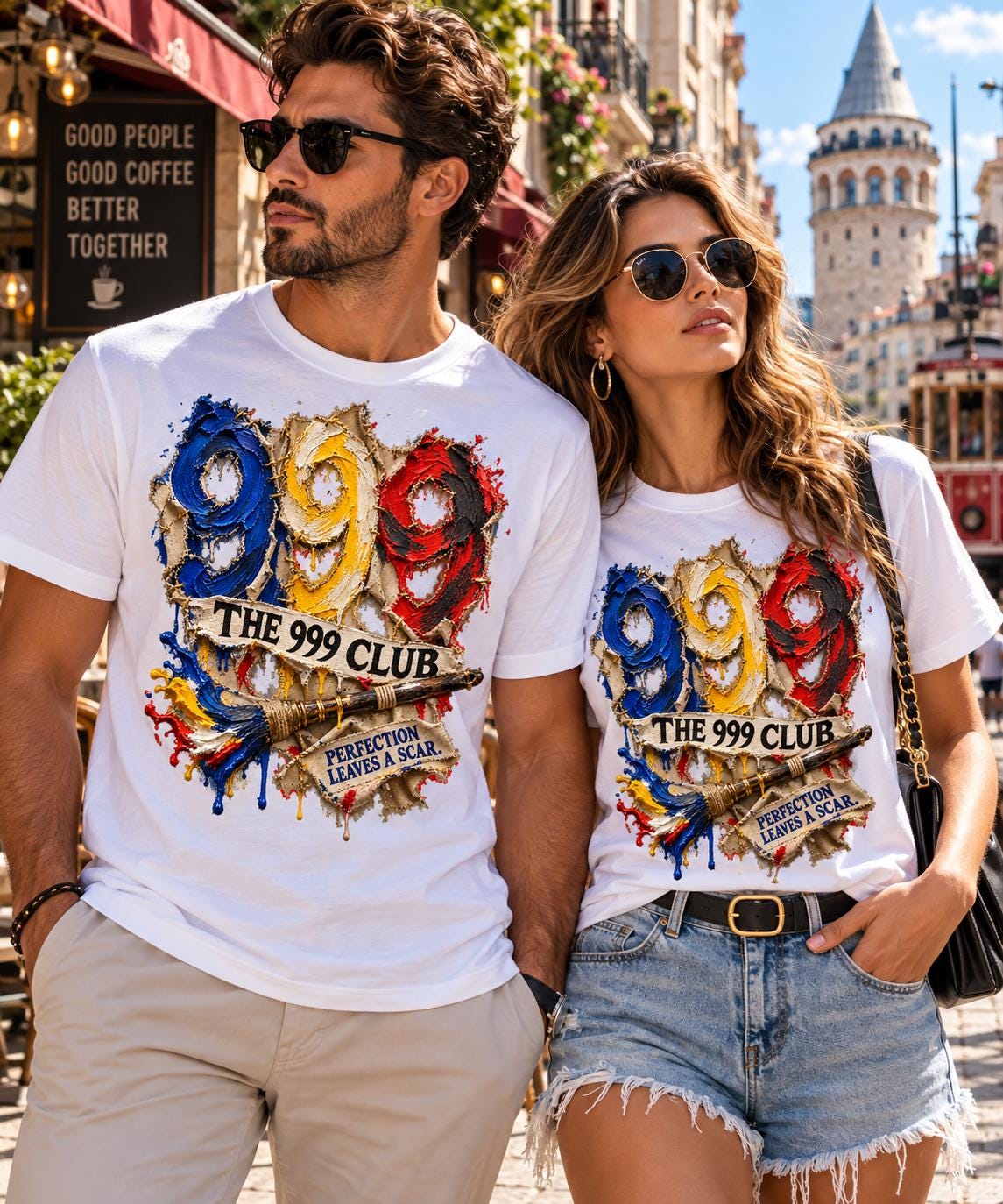 THE 999 CLUB Retro Number Crest T-Shirt | Distressed Vintage Banner Graphic Tee