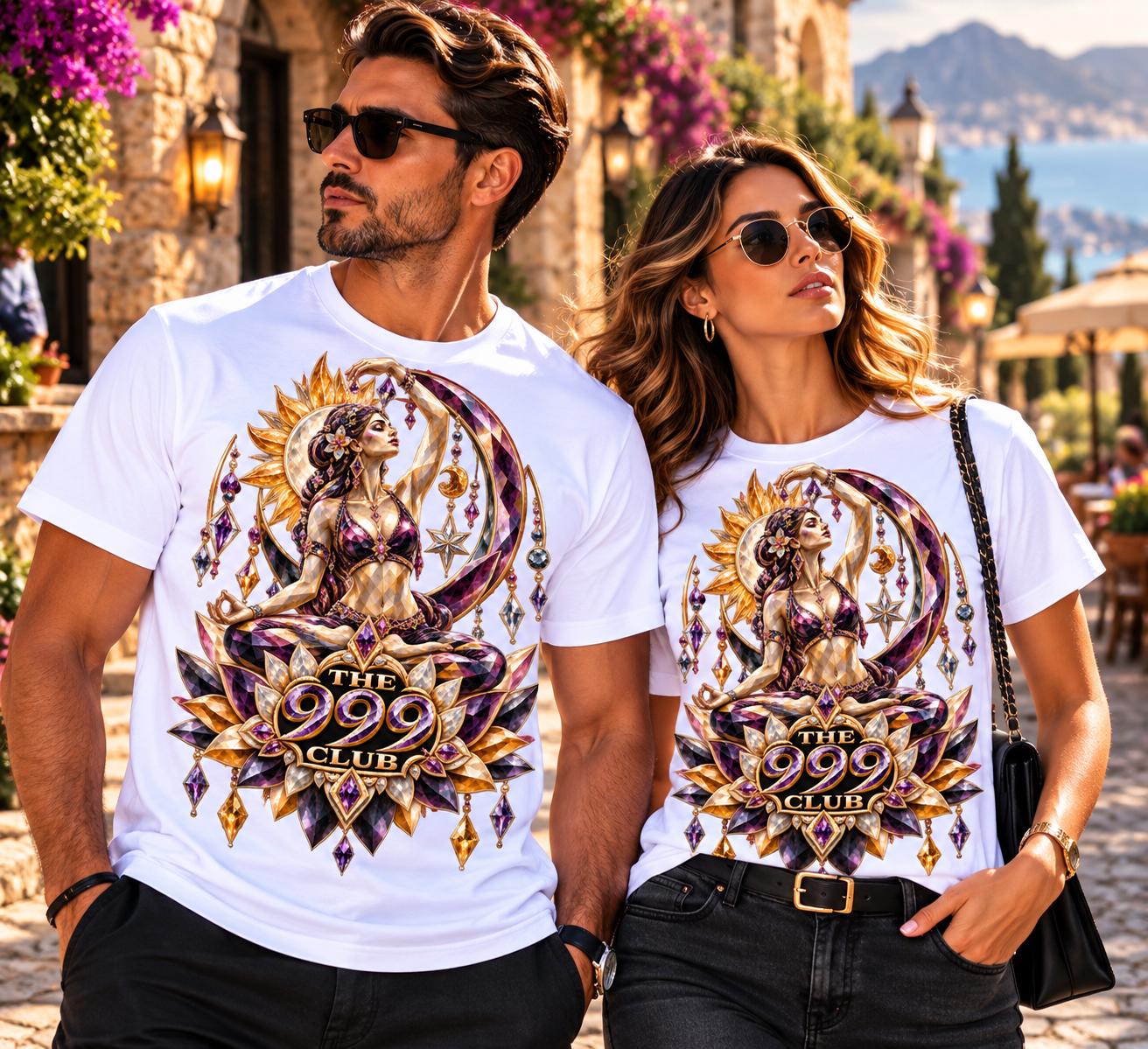 Goddess Moon Lotus Mandala Tee | Crescent Sun Meditation Shirt