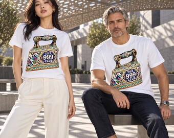 Vintage Embroidered Iron graphic Tee | Boxy T-Shirt Wearable Art