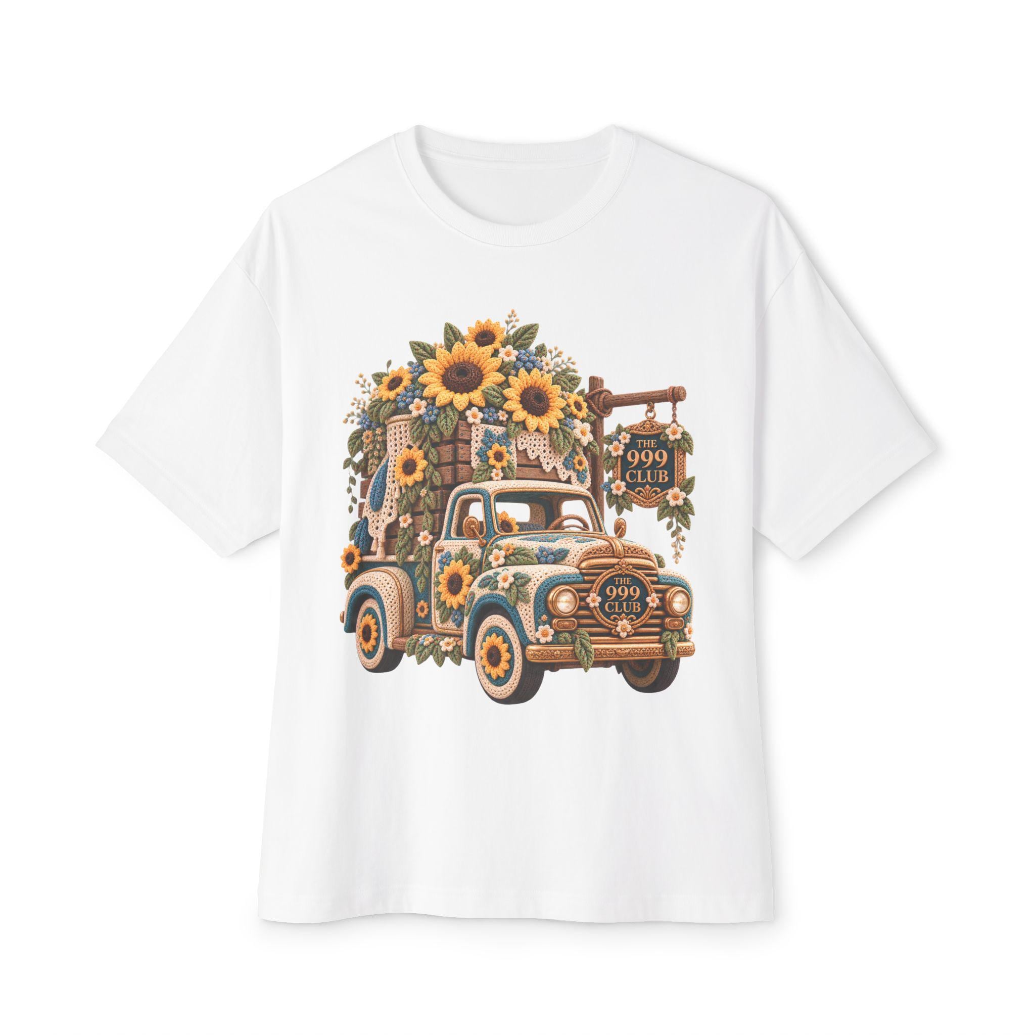 Sunflower Vintage Truck Tee | Floral Farmhouse Shirt Wool Knit — THE 999 CLUB wearable art