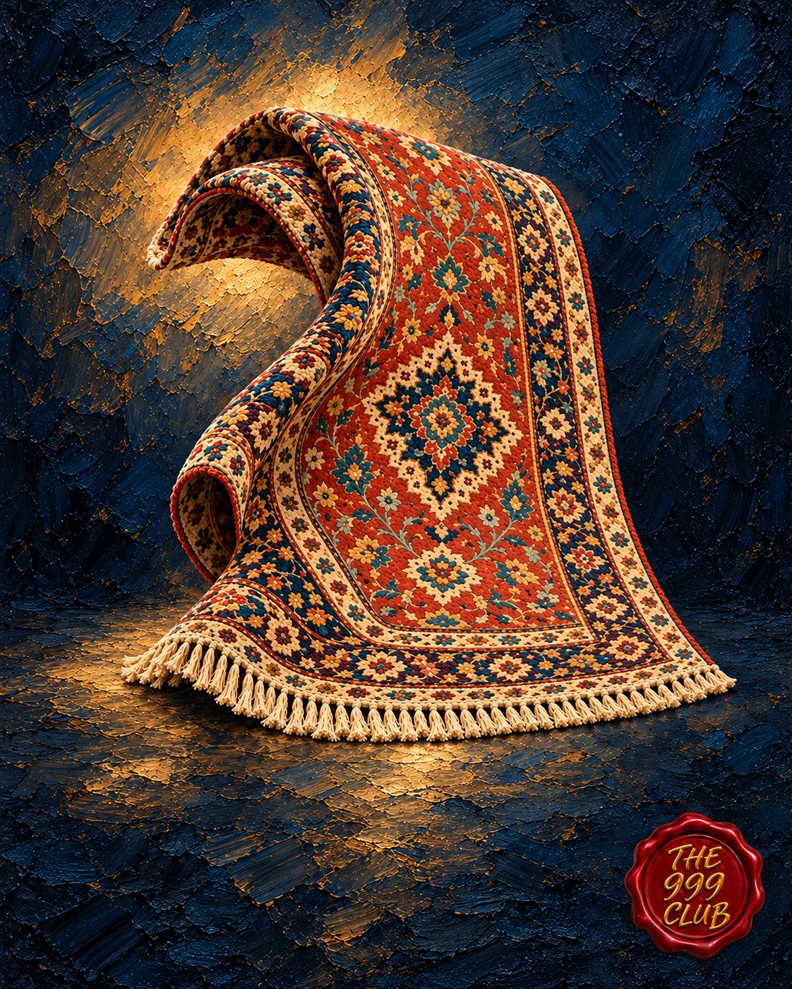 Ornate Carpet Poster, Oil Painting Style Print, Traditional Rug Wall Art, Bohemian Home Decor, Elegant Living Room Wall Decor — THE 999 CLUB digital wall art