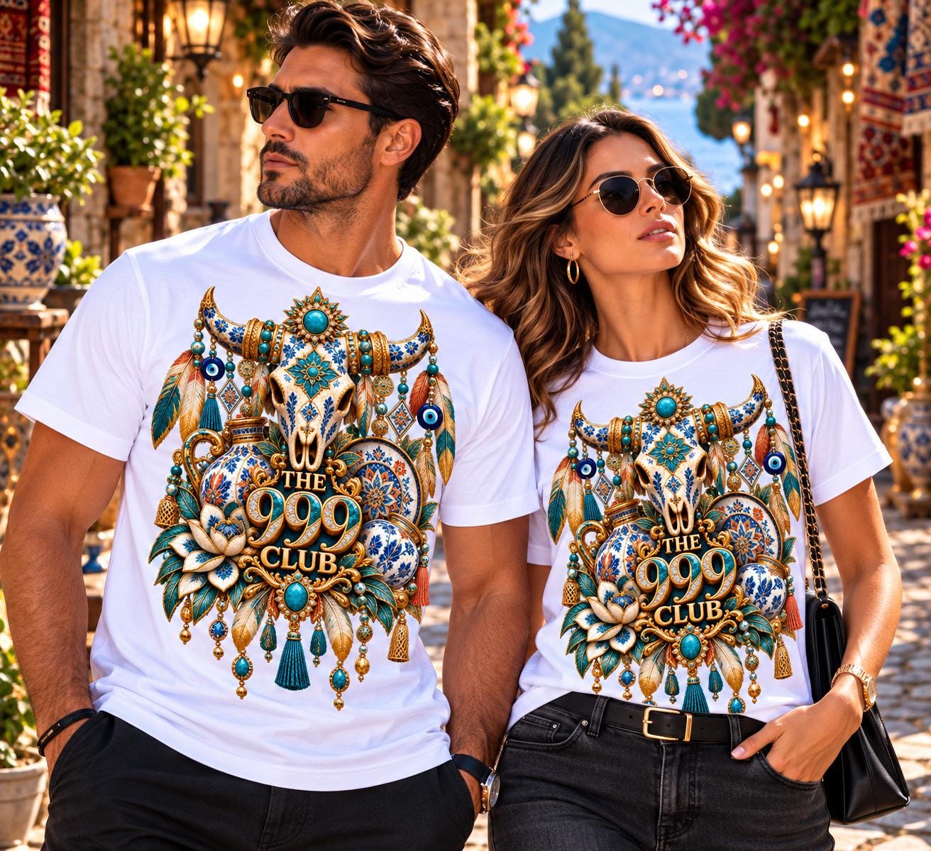 Boho Bull Skull The 999 Club Tee | Southwestern Floral Graphic