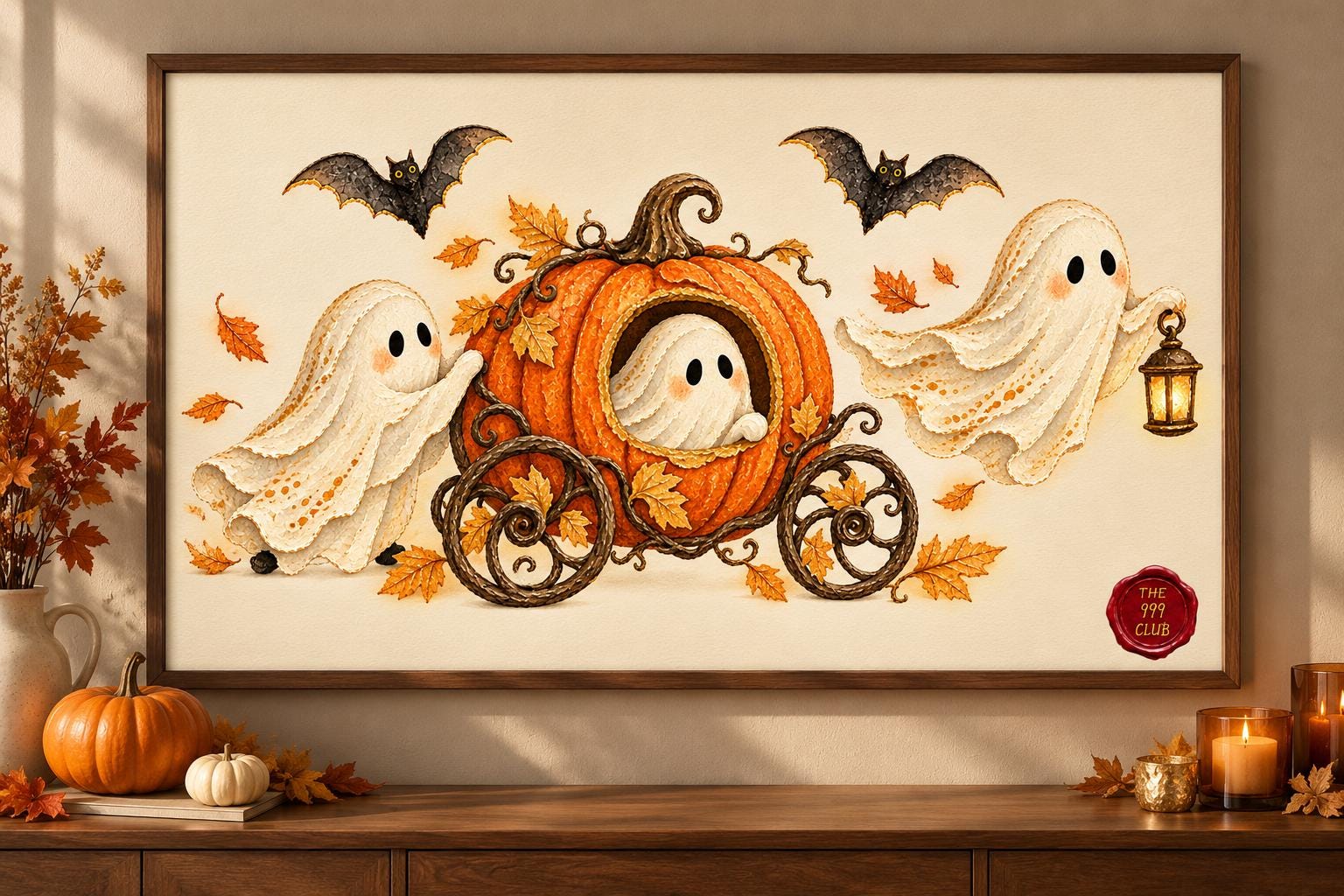 Halloween Art Poster, Vintage Oil Painting Style Print, Spooky Wall Decor, Autumn Home Accent, Gothic Room Art, Gift for Halloween Lovers — THE 999 CLUB digital wall art