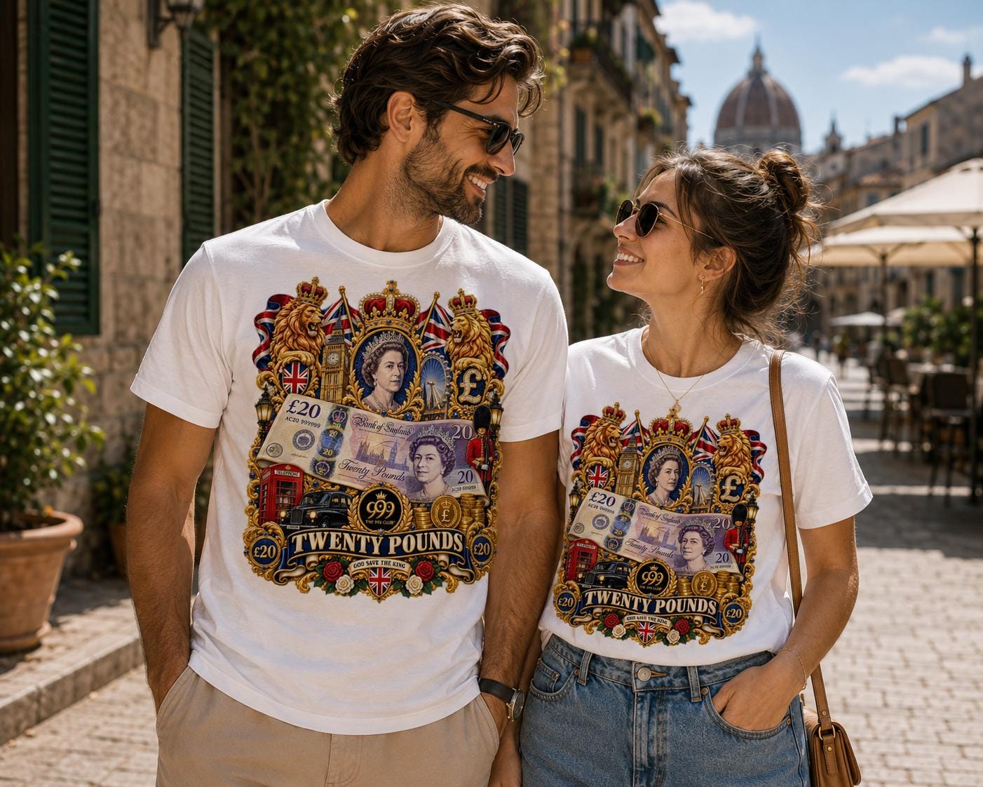Twenty Pounds Banknote Collage Tee | British Currency Graphic T-Shirt