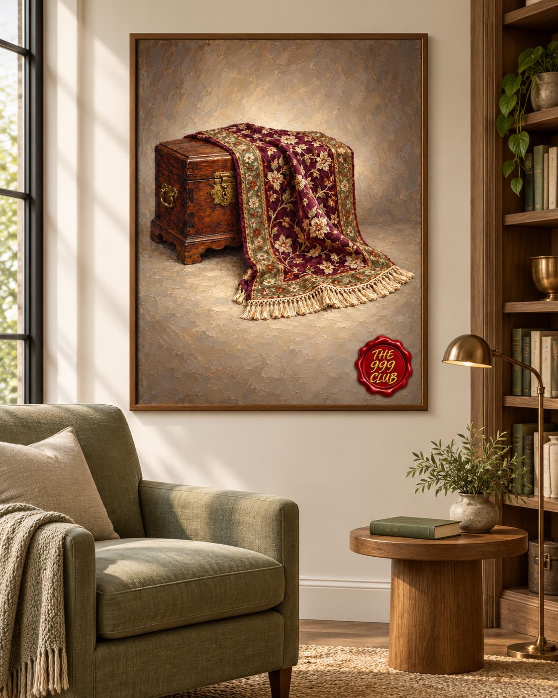 Decorative Carpet Poster, Oil Painting Style Wall Art, Woven Rug Inspired Print, Timeless Home Decor, Bedroom and Living Room Art — THE 999 CLUB digital wall art