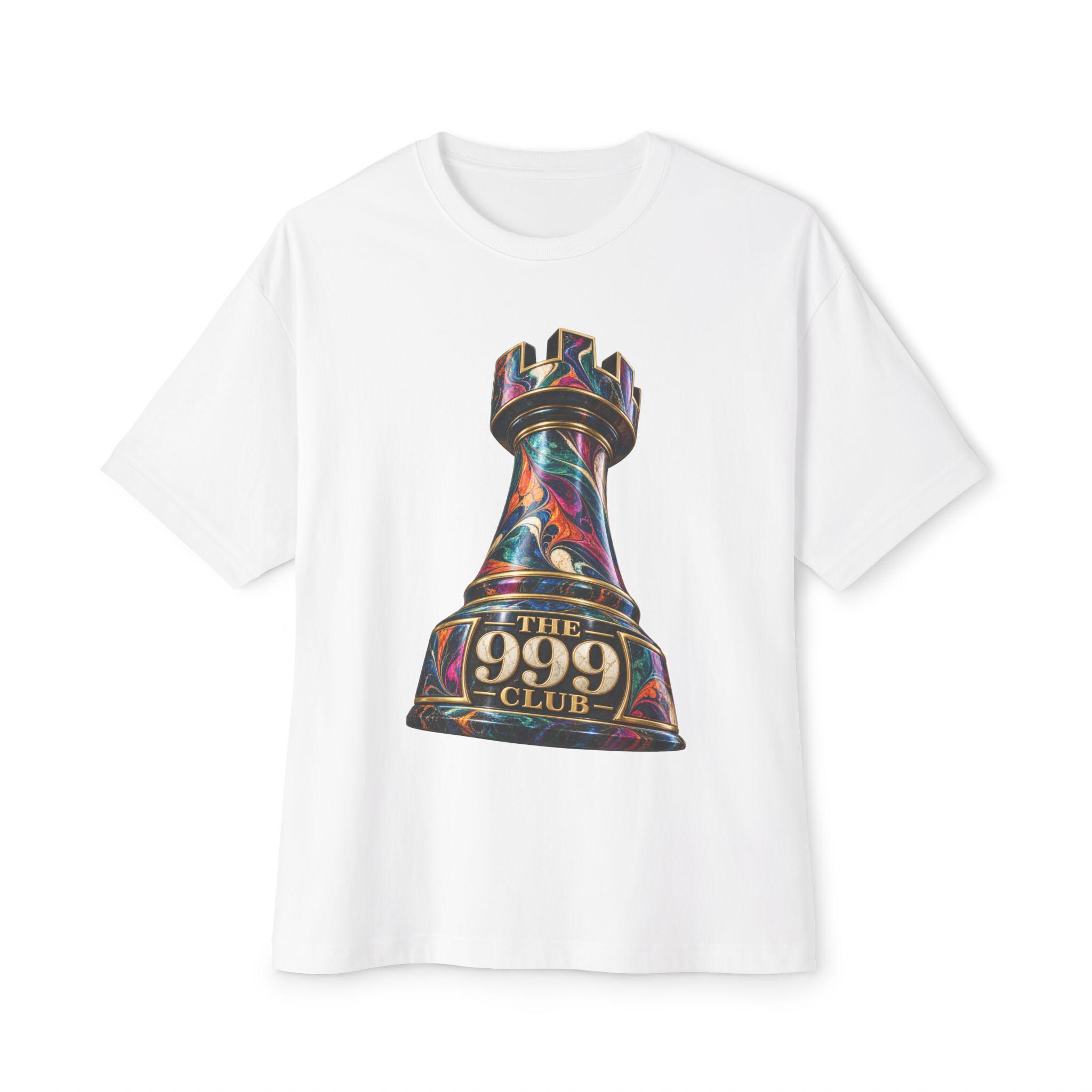 Wearable Art The 999 Club Rook Chess Piece Tee | Colorful Marble Chess Design — THE 999 CLUB wearable art