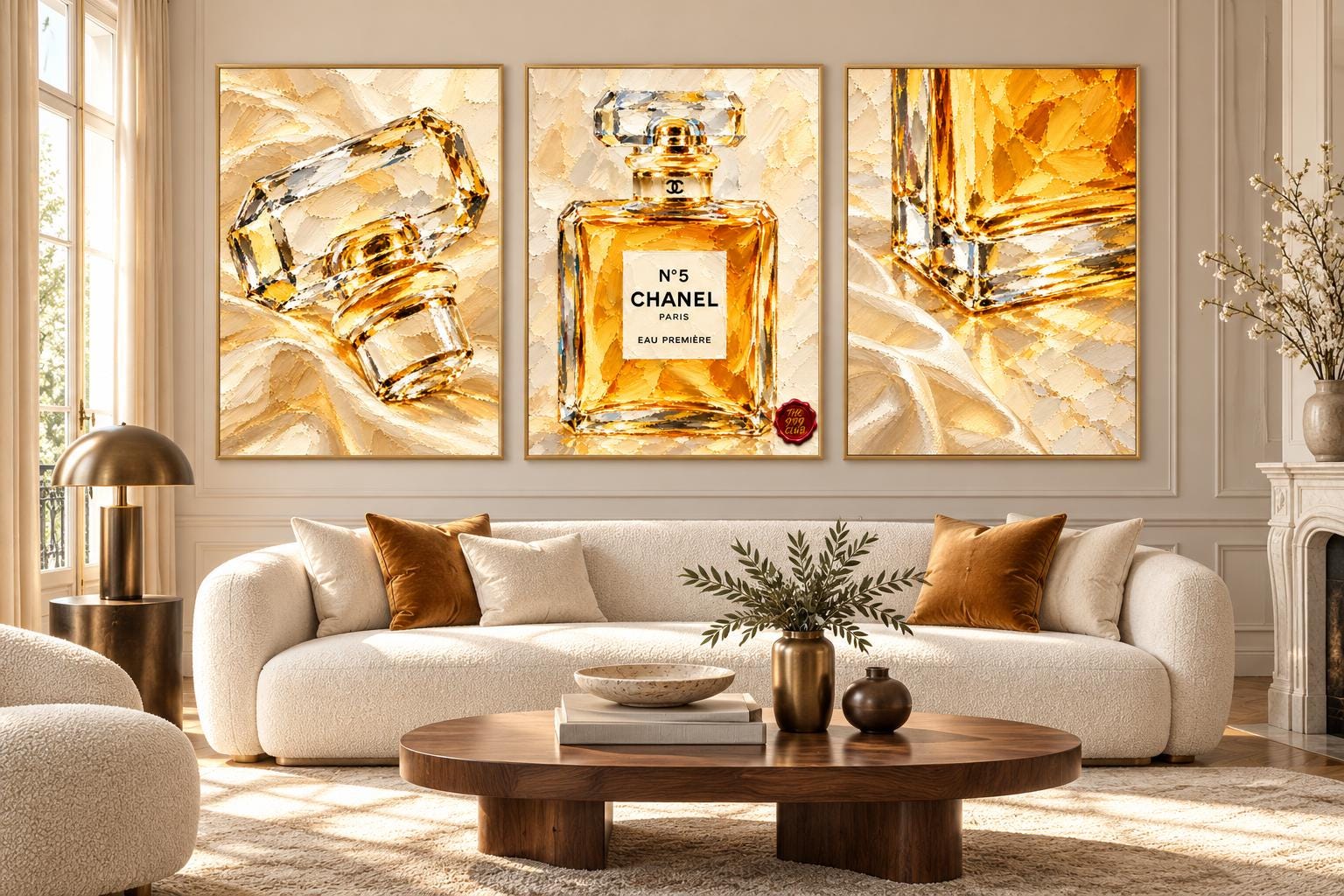 Chanel No 5 Perfume Bottle Poster, Elegant Women's Fragrance Oil Painting Wall Art, Parisian Vanity Decor, Luxury Beauty Room Artwork Print — THE 999 CLUB digital wall art