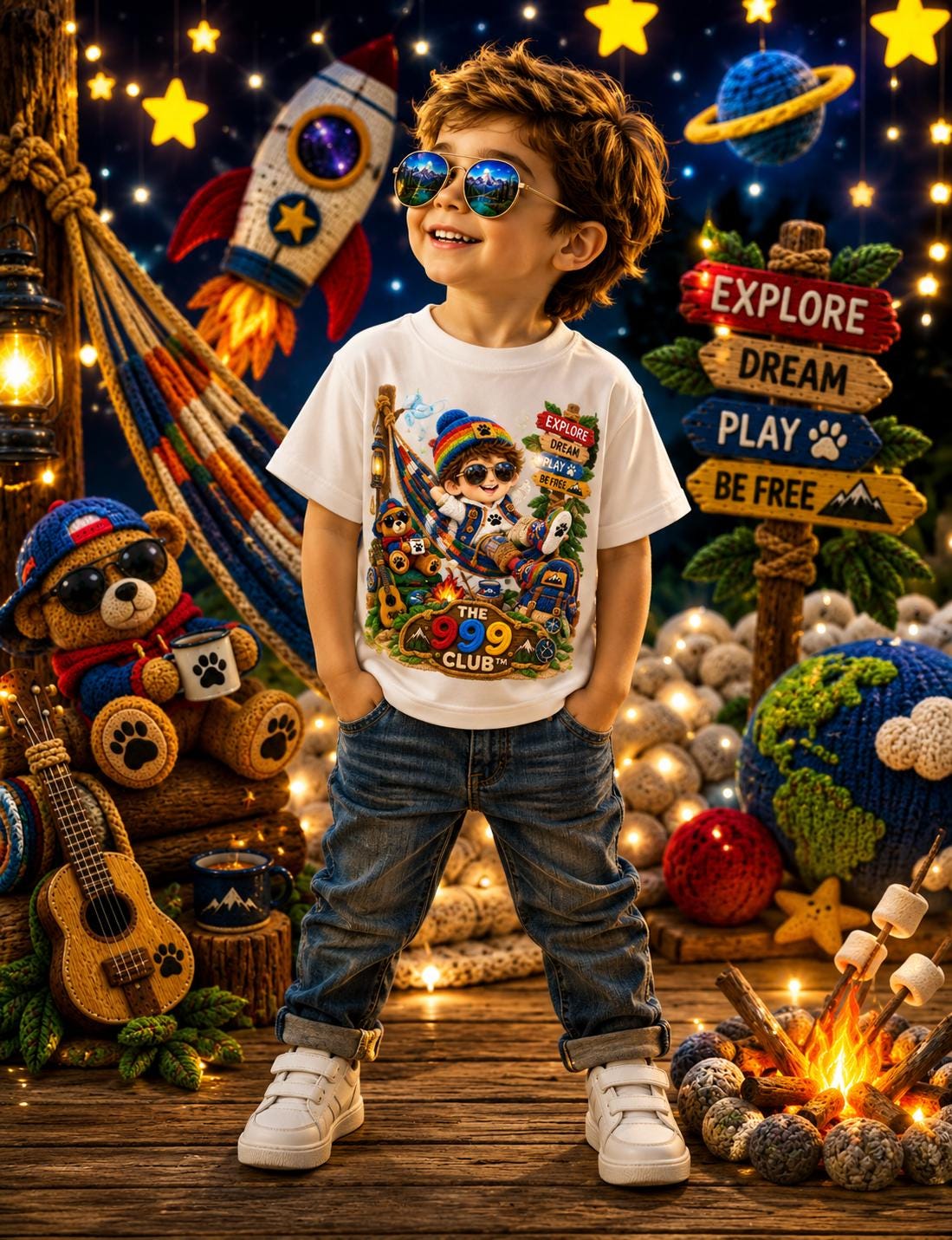 Kids Camping Adventure Tee, Toddler Explorer Graphic Top, Soft Cotton Tee