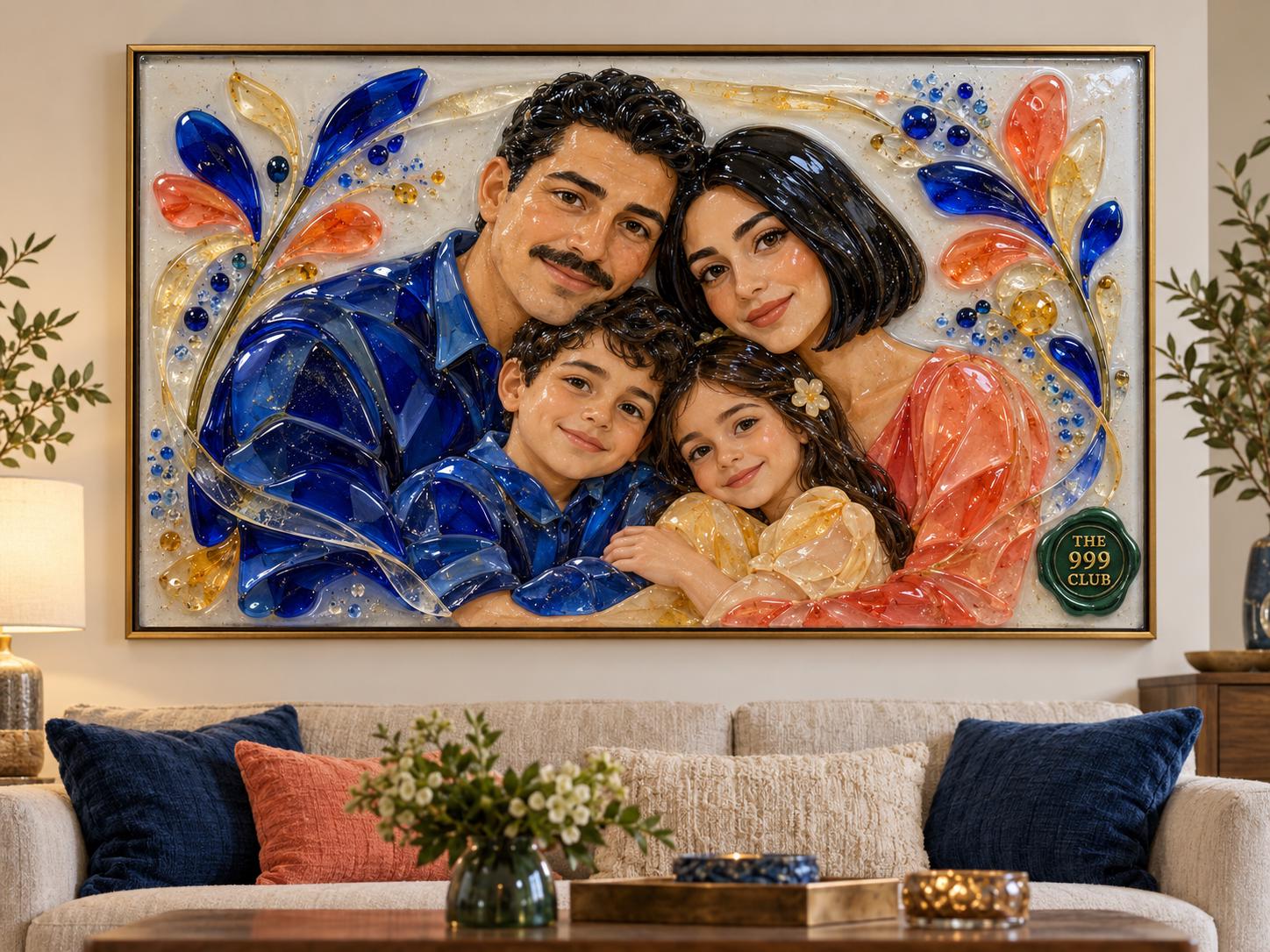 Custom glass art portrait — personalized digital wall art