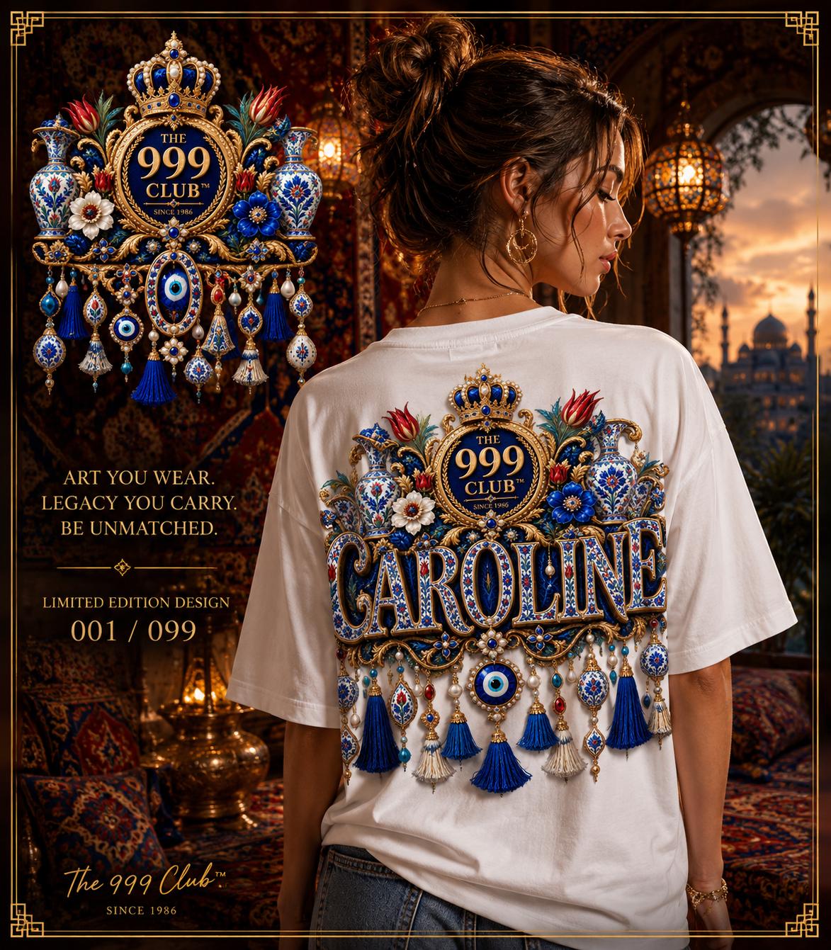 Personalized Ceramic Embroidery Name T-Shirt: Limited Edition Name Design, (001/099)