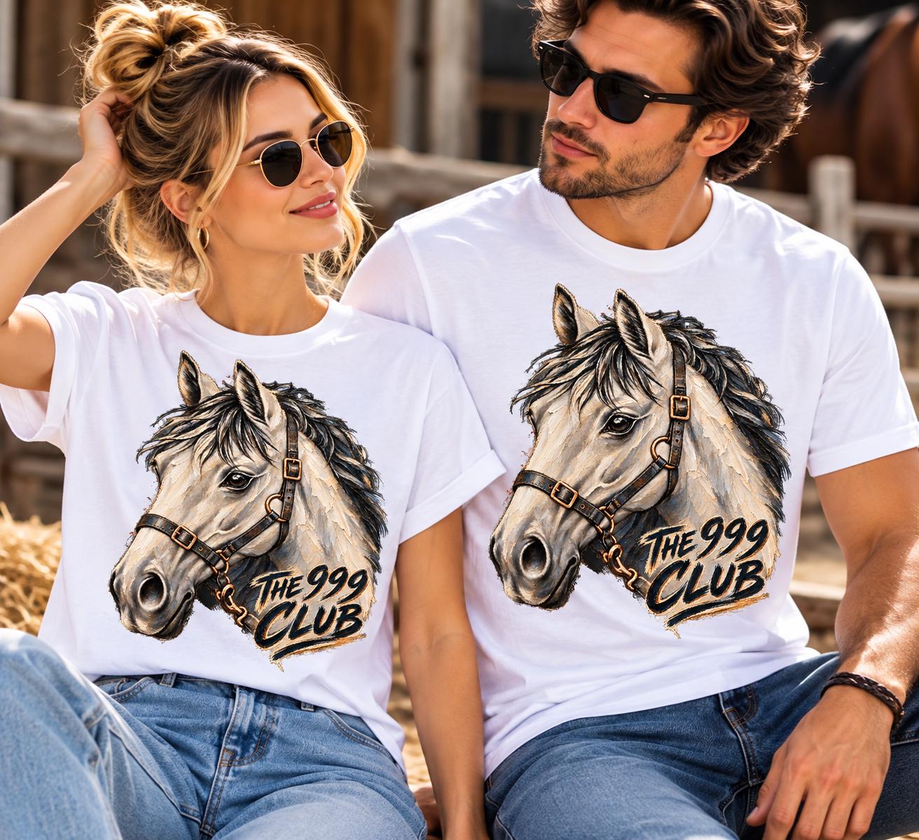 Black White Horse Art Tee, Oil Painting Inspired Horse Tee, Equestrian Wearable Art, Casual Streetwear, Horse Lover Birthday Christmas Gift — THE 999 CLUB wearable art